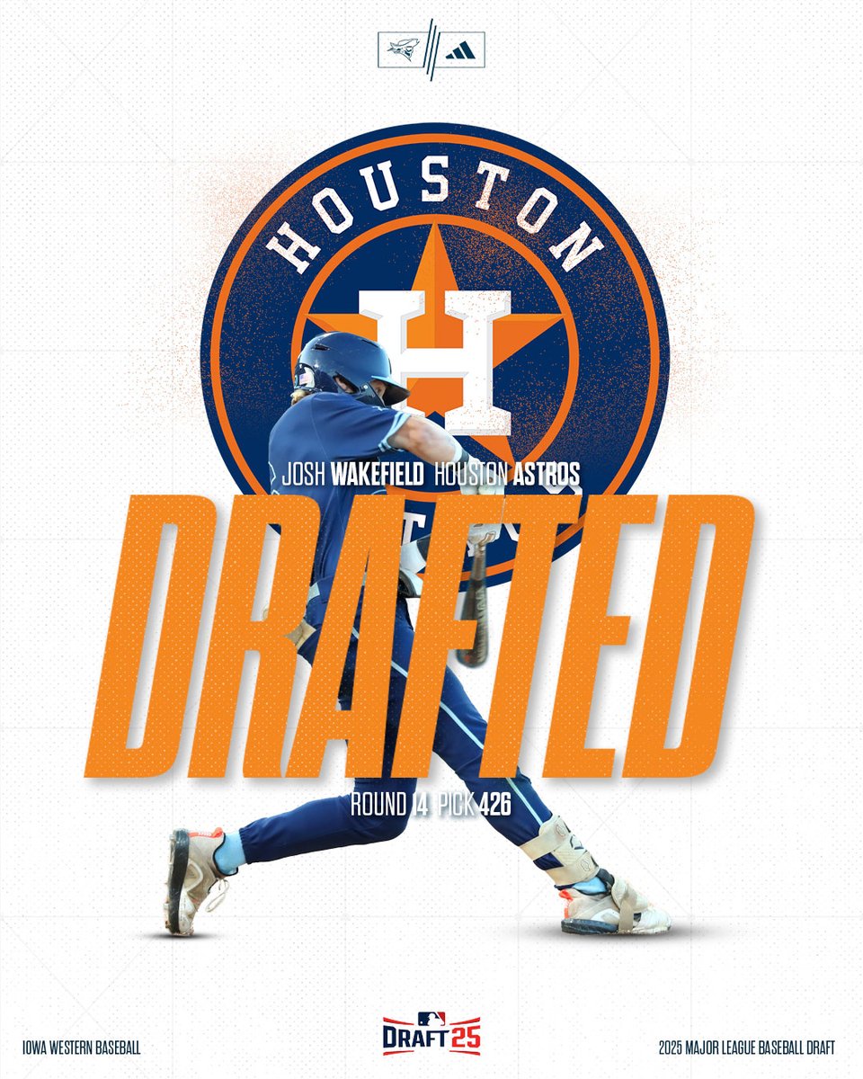 Iowa Western Reivers (@goreivers) on Twitter photo 🚨 DRAFTED! 🚨
The <a href="/astros/">Houston Astros</a> select former Reiver Josh Wakefield in the 14th round of the 2025 <a href="/MLBDraft/">MLB Draft</a>!
#SailsUP x <a href="/reiverbaseball/">Iowa Western Reivers Baseball</a> 🚨 DRAFTED! 🚨
The <a href="/astros/">Houston Astros</a> select former Reiver Josh Wakefield in the 14th round of the 2025 <a href="/MLBDraft/">MLB Draft</a>!
#SailsUP x <a href="/reiverbaseball/">Iowa Western Reivers Baseball</a>