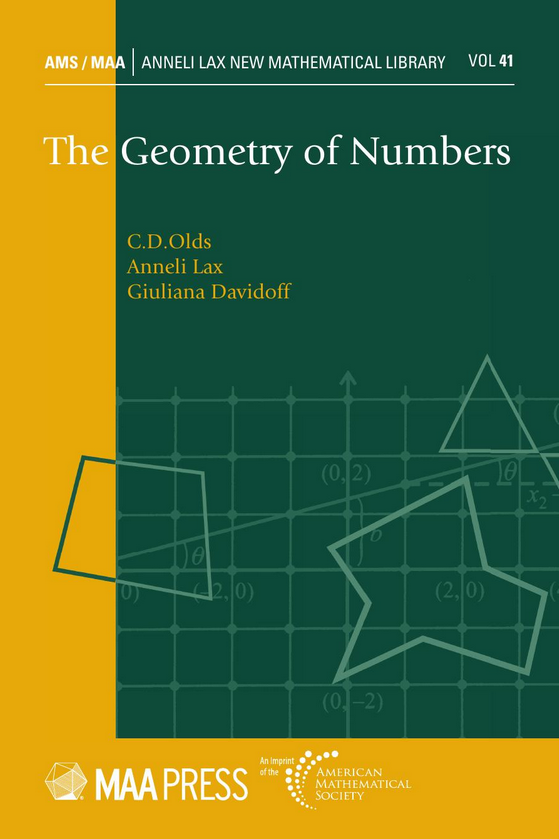 DiracGhost's tweet image. 'The Geometry of Numbers' by Olds, Lax and Davidoff (AMS) is in my opinion, the very best introduction to this wonderful and deep subject, which is often unknown to those who have not studied number theory.
Very little is required to get into the subject, outside of basic…