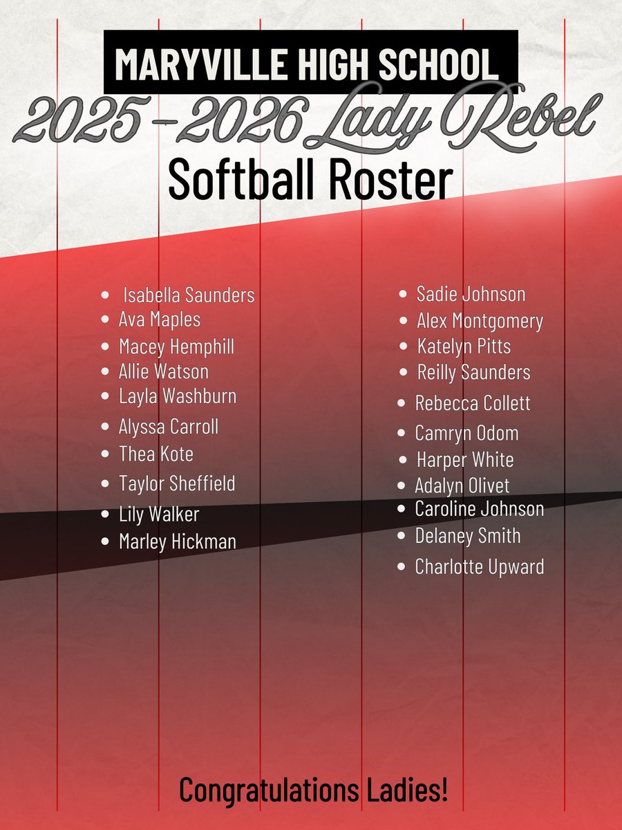 Congratulations to the 2026 Lady Rebel Softball Team! We are excited for this year and ready to get started!
