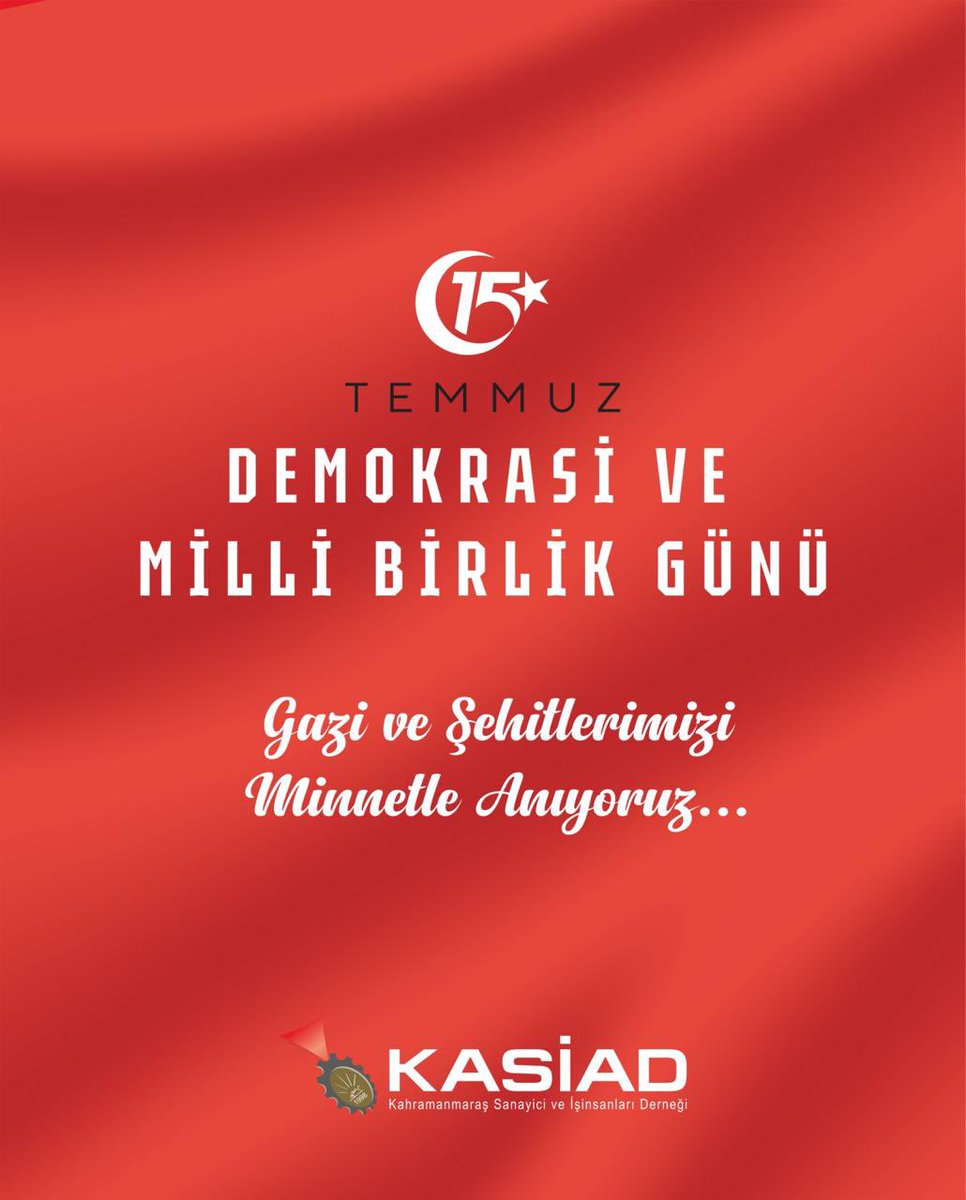 🇹🇷 15 Temmuz Demokrasi ve Millî Birlik Günü
Milletimizin iradesine sahip çıktığı, demokrasimizi kararlılıkla savunduğu bu anlamlı günde;
Vatanı uğruna can veren tüm şehitlerimizi rahmetle, kahraman gazilerimizi minnetle anıyoruz.

#15Temmuz
#DemokrasiVeMilliBirlikGünü