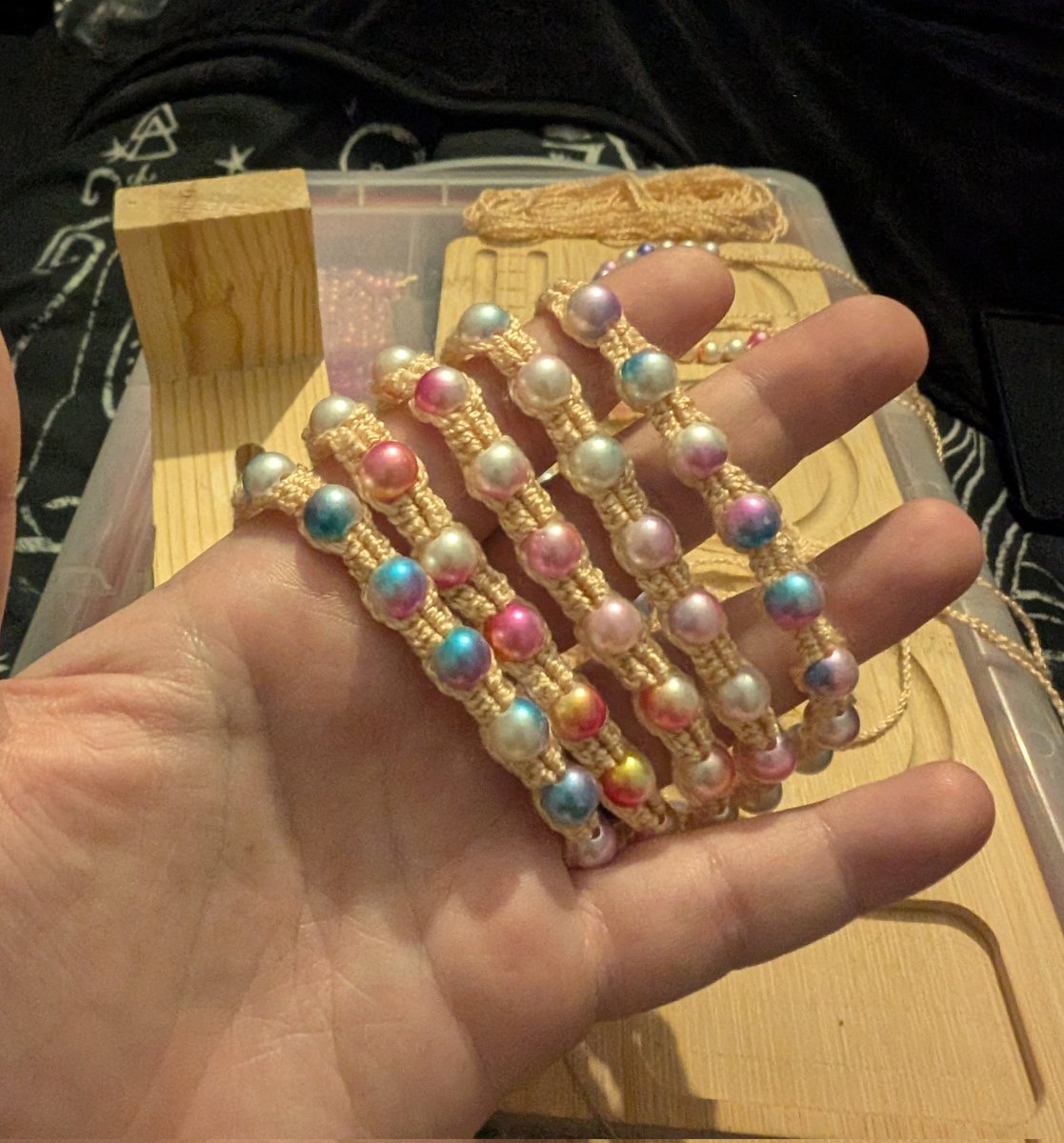 Productive day, sorting DTF prints, finishing a new bit of digital art, house work. Made a fair few bracelets.
Can't say I'll be able to keep up this level of productivity, I'm in so much pain 🫠
#familylife