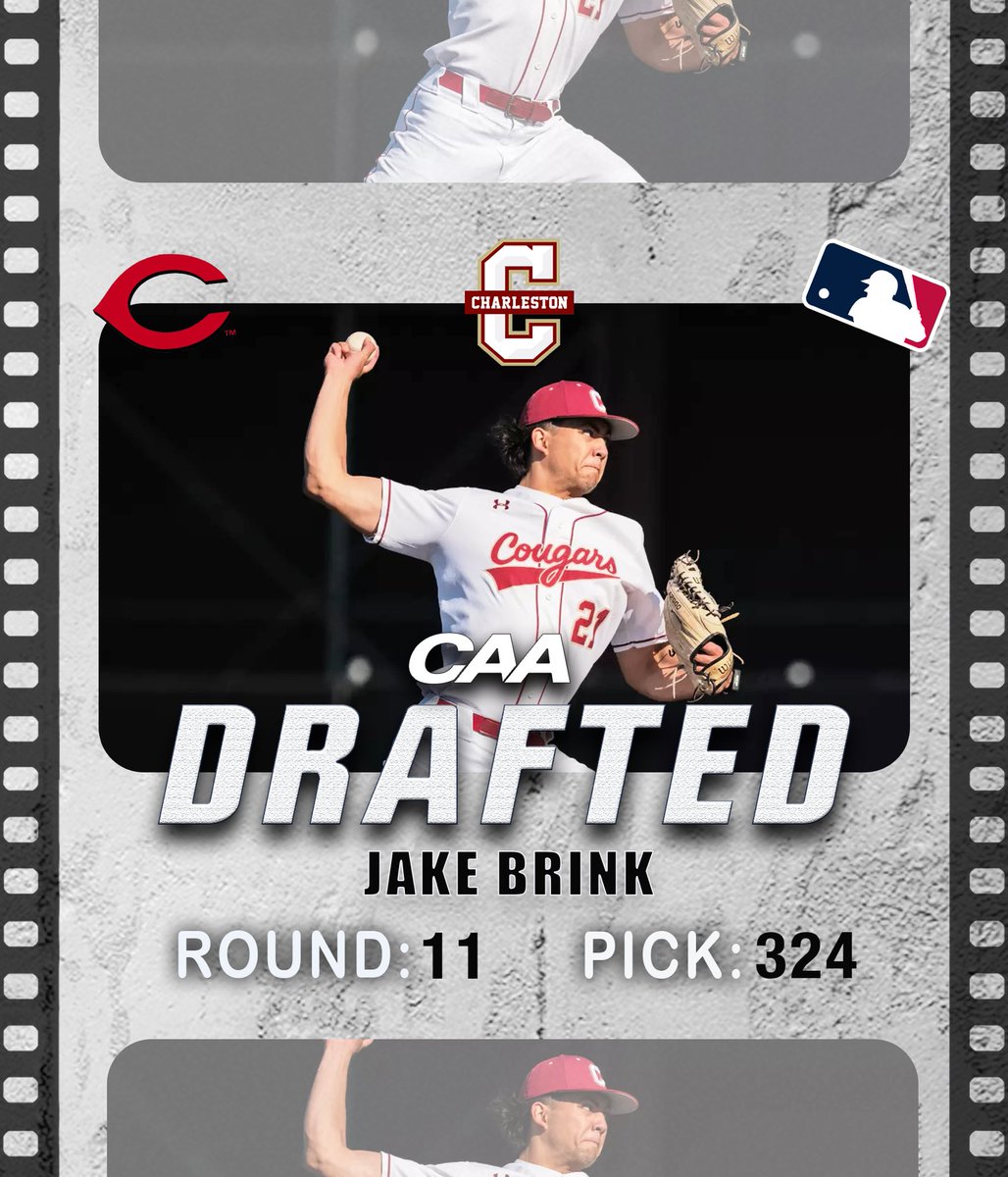 CAASports's tweet image. ⚾️ With the 324th pick in the @mlb Draft, the @Reds select @CofCBaseball’s Jake Brink!
#caabaseball
