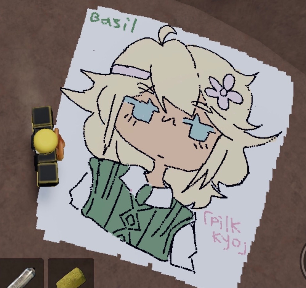 pilkkyo's tweet image. Basil in roblox spray paint :3
(i was going to go over the flat colours properly but then my game crashed 😞💔)
#basilomori #OMORIFANART #OMORI