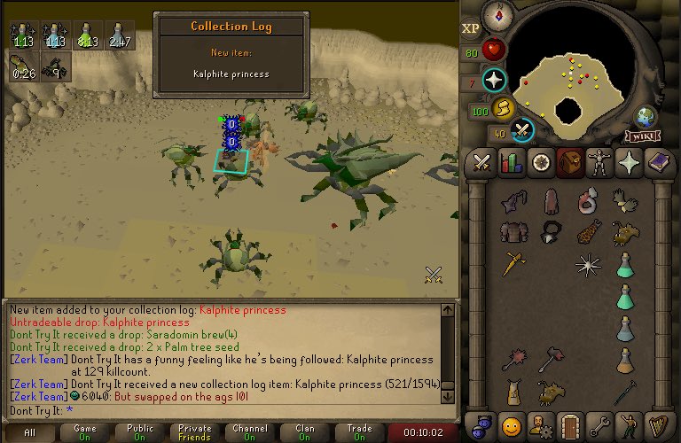 OSRSDontTryIt's tweet image. 9th pet and extremely unexpected! I was just going for my 2nd kq head for my PoH.

Huge pet to spoon baring in mind I can’t unlock Desert Elite diary for the shortcut  🐞