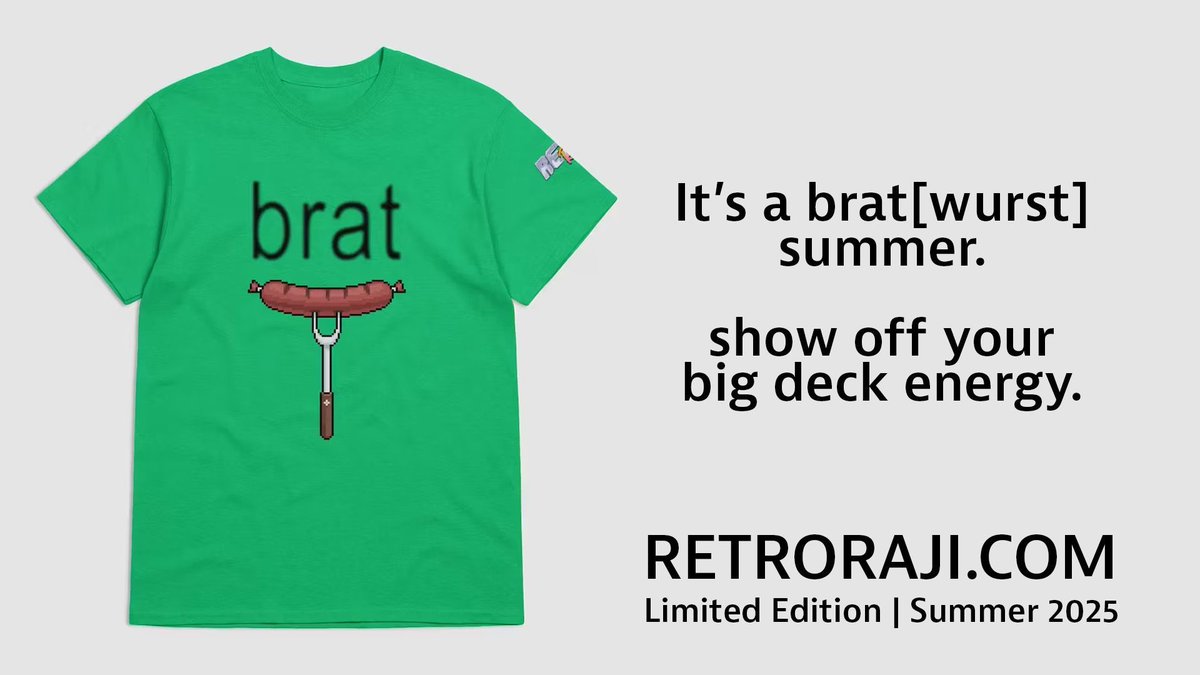 Show off your wiener this summer..

.. is something I would have posted if I was a juvenile, which I am certainly.

🛒 retroraji.com/products/brat-…
