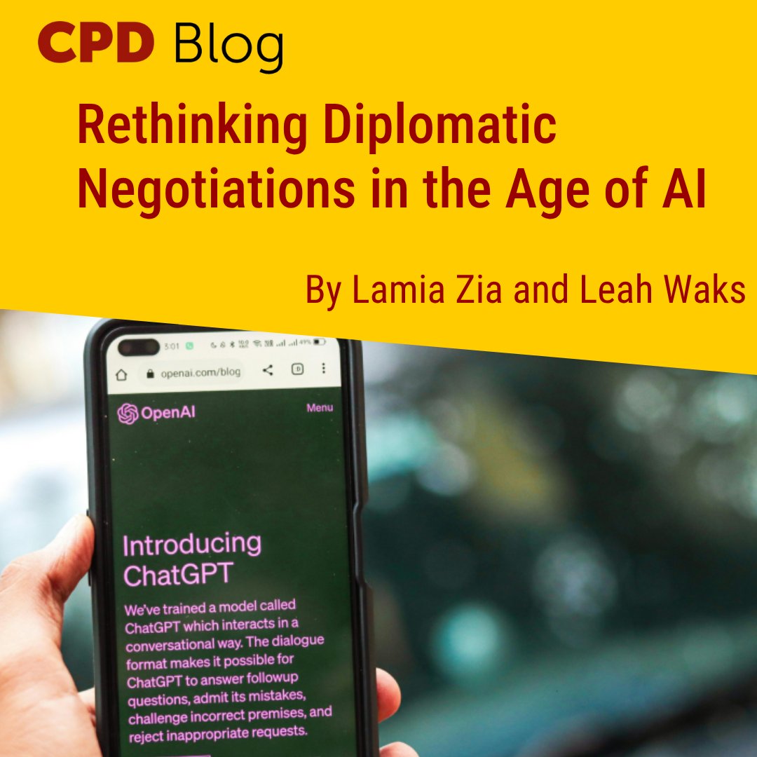 Is the growing role of #AI in #diplomacy a bold step toward more rational, data-driven negotiations, or a dangerous gamble that risks stripping diplomacy of its uniquely human wisdom? Lamia Zia and Leah Waks tackle the question.

🔗: uscpublicdiplomacy.org/blog/rethinkin…