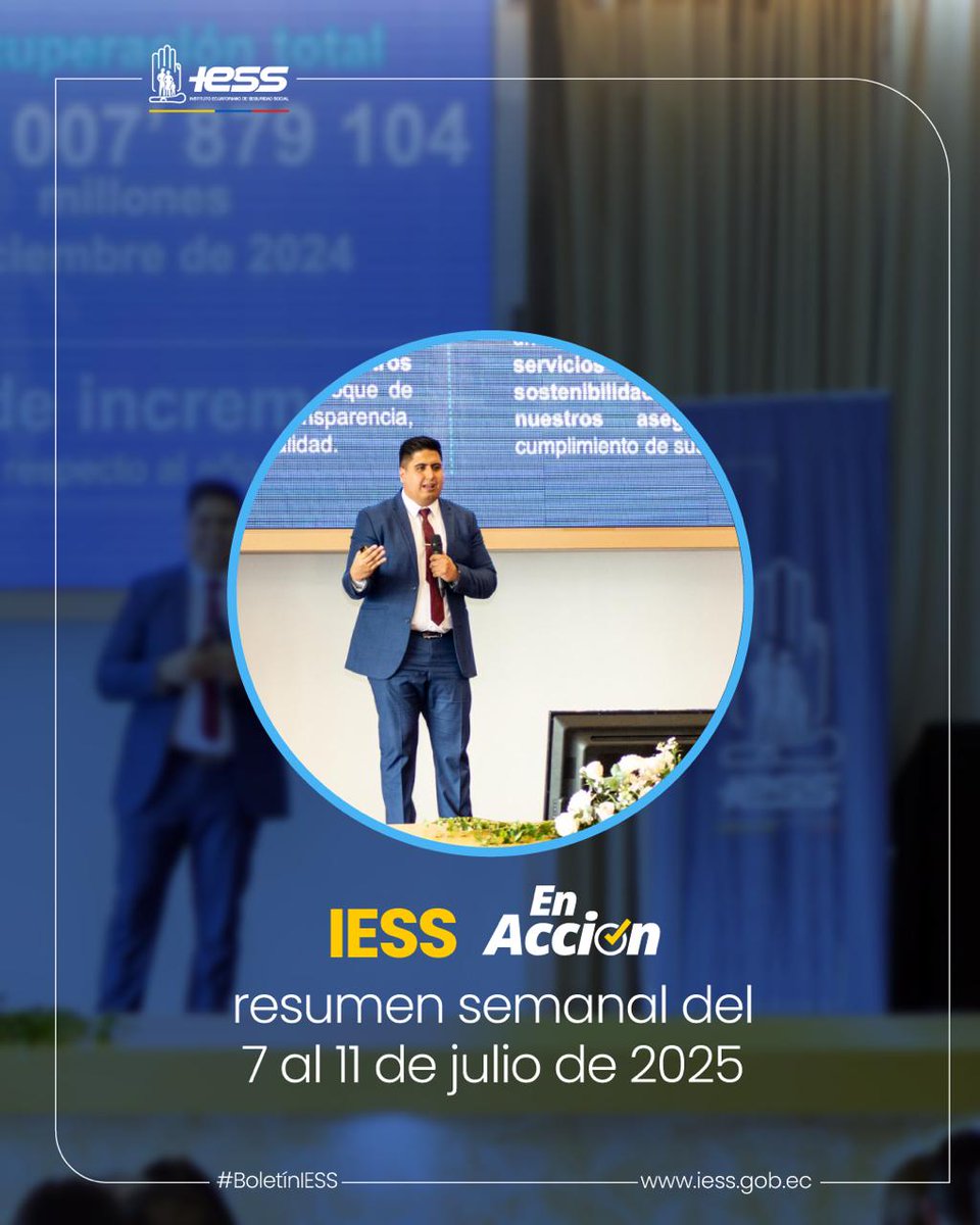 #IESSenAcción | Los hechos destacados del 7 al 11 de julio son, entre otros:

🗣️Rendición de cuentas 2024
🏥Visitas a unidades médicas
🧫Congreso Internacional en Guayaquil
👨🏻‍⚕️Intervenciones de alta complejidad

Más detalles 📰↪️ acortar.link/qRd3D1