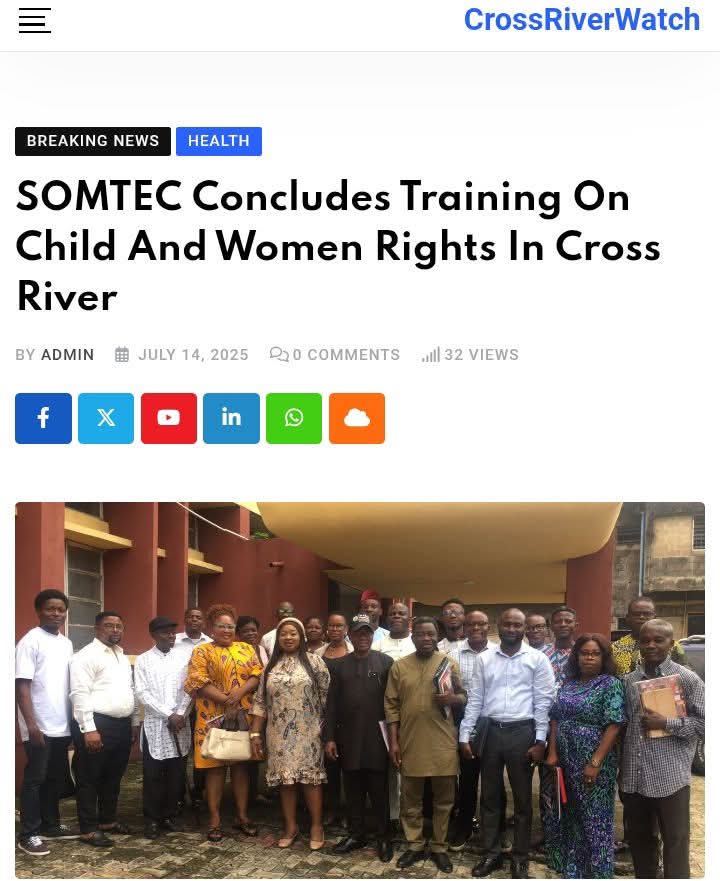 She noted that for a better society, parents and guardians must ensure balanced training and upbringing of their children.

Read more @ 👇
crossriverwatch.com/2025/07/somtec…