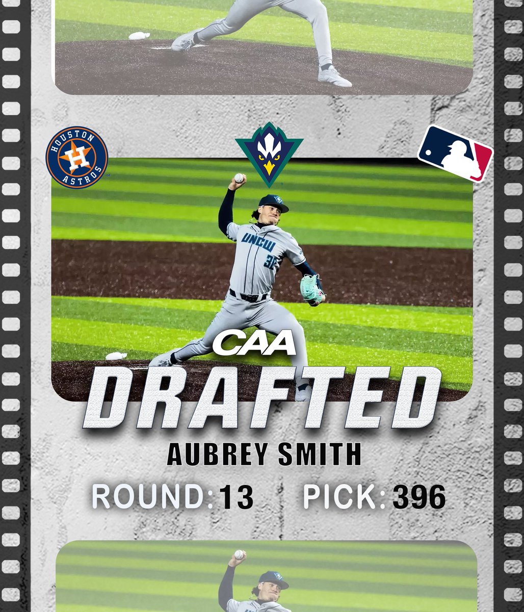 CAASports's tweet image. ⚾️ With the 396th pick in the @mlb Draft, the @astros select @UNCWBaseball Aubrey Smith!
#caabaseball