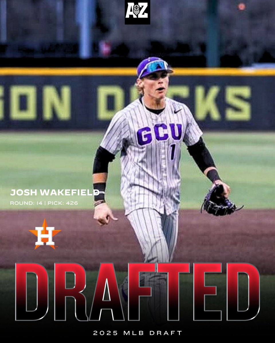 Prep Baseball Arizona (@prepbaseballaz) on Twitter photo 𝟐𝟎𝟐𝟓 𝐌𝐋𝐁 𝐃𝐫𝐚𝐟𝐭
With the 426th pick in the 2025 MLB Draft, the Houston Astros select Josh Wakefield out of Mountain Ridge HS (<a href="/mtridgebaseball/">Mountain Ridge High School Baseball</a>) // Grand Canyon. #BeSeen
𝐏𝐥𝐚𝐲𝐞𝐫: Josh Wakefield (<a href="/_JoshWakefield/">Josh Wakefield</a>)
𝐑𝐨𝐮𝐧𝐝: 14
𝐎𝐯𝐞𝐫𝐚𝐥𝐥 𝐏𝐢𝐜𝐤: 426 𝟐𝟎𝟐𝟓 𝐌𝐋𝐁 𝐃𝐫𝐚𝐟𝐭
With the 426th pick in the 2025 MLB Draft, the Houston Astros select Josh Wakefield out of Mountain Ridge HS (<a href="/mtridgebaseball/">Mountain Ridge High School Baseball</a>) // Grand Canyon. #BeSeen
𝐏𝐥𝐚𝐲𝐞𝐫: Josh Wakefield (<a href="/_JoshWakefield/">Josh Wakefield</a>)
𝐑𝐨𝐮𝐧𝐝: 14
𝐎𝐯𝐞𝐫𝐚𝐥𝐥 𝐏𝐢𝐜𝐤: 426