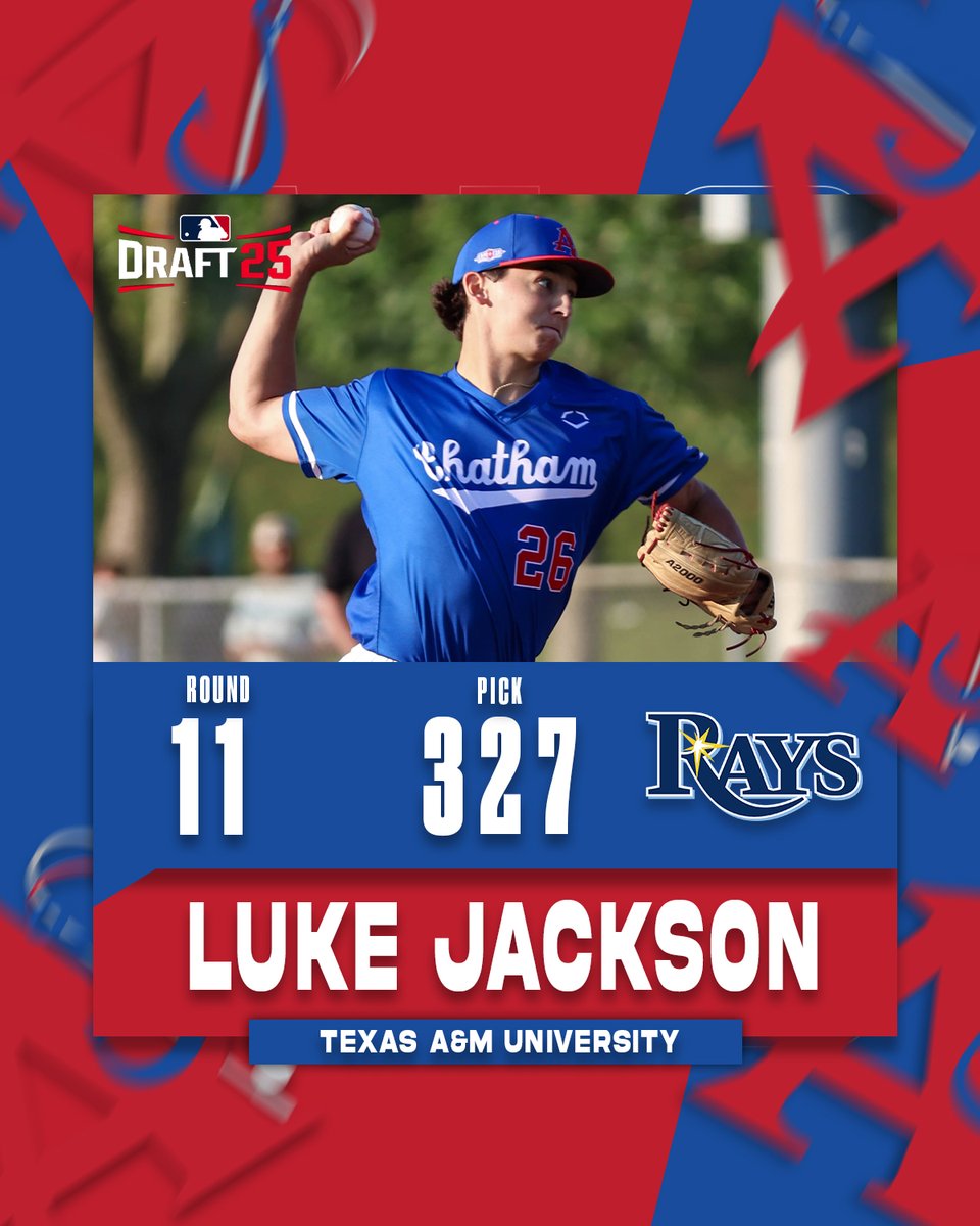 Chatham RHP Luke Jackson ('25) has been selected by the Tampa Bay Rays with the 327th pick of the 2025 MLB Draft.

So far this season, Jackson holds a 2.45 ERA through three starts for the Anglers.