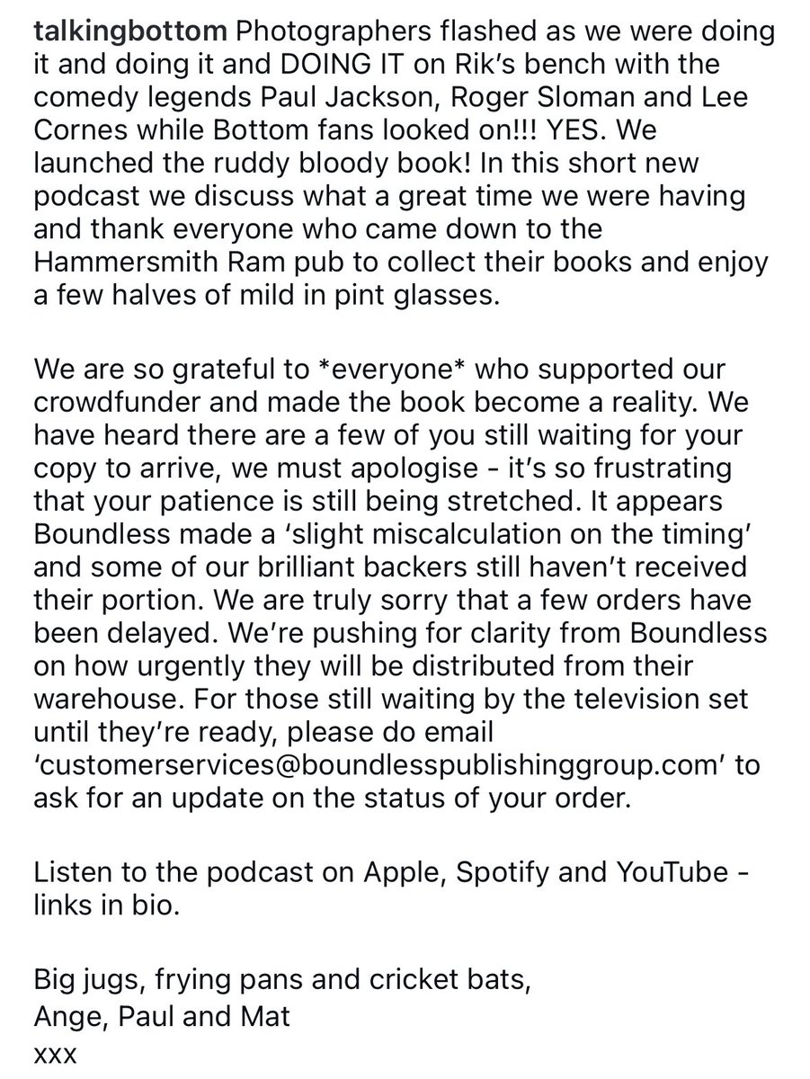 talkingbottom's tweet image. YES. We launched the ruddy bloody book Talking #Bottom: A Guide to the Cult Sitcom! Short new podcast to thank *everyone* who came to #RikMayall’s bench & the @HammersmithRam to collect their books & enjoy a few halves of mild in pint glasses.
Listen here:
tinyurl.com/BottomBookLaun…