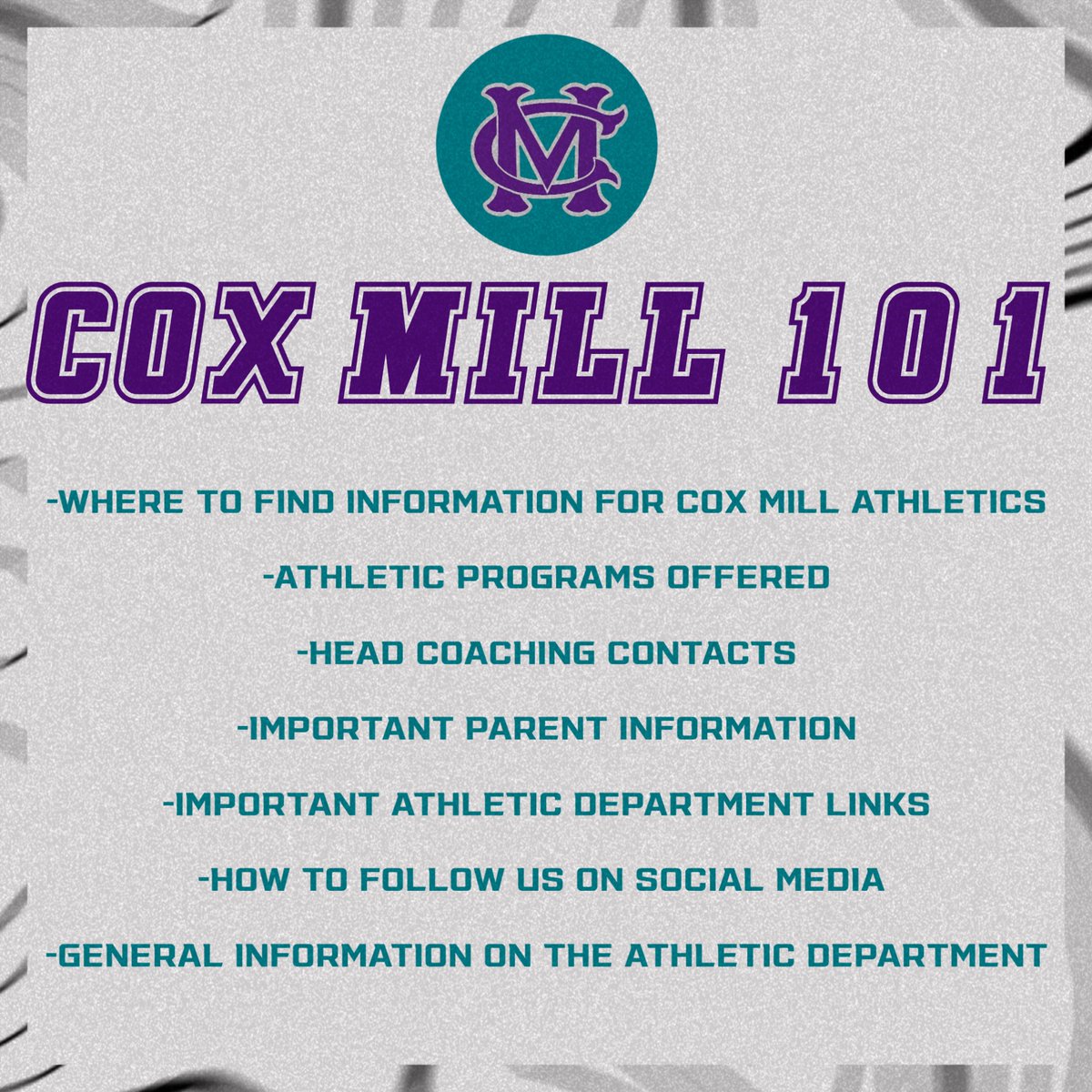 New to Cox Mill HS and interested in athletics? 

Need a refresher? 

Looking for information?

view.gogipper.com/page/3164326
