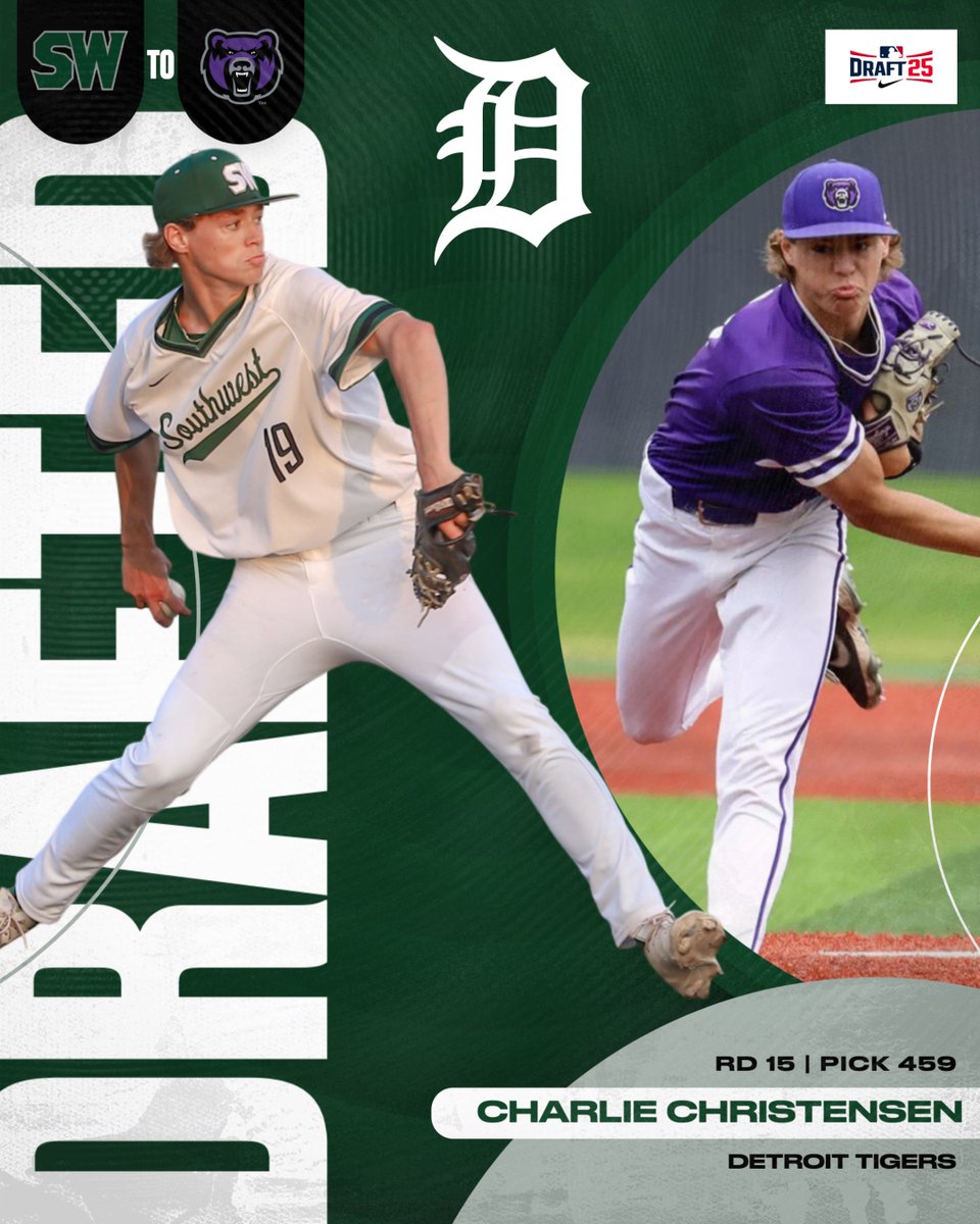 BVSW_BSB's tweet image. From Southwest to Central Arkansas......
and now the Detroit Tigers.
Congrats to 2022 Grad @CChristensen08 on his selection in the 2025 MLB Draft.
A dream realized and an opportunity to seize!
Go get 'em Charlie!!!