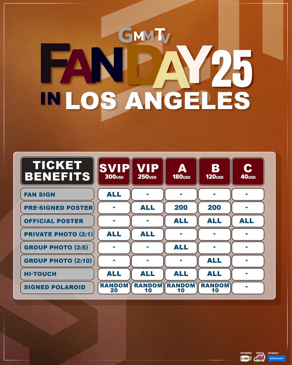 The Earth Official Fanclub (@earthofficialfc) on Twitter photo GMMTV FANDAY 25 in Los Angeles!
📅 Date: September 14, 2025
📍 Venue: Alex Theatre, Los Angeles
🕙 On sale: July 14, 2025 at 10 AM PDT
🎟 Tickets available at Ticketmaster
🖇 share.google/8qpYjFrw9VNLbD…
Earth Pirapat
<a href="/Earth_Pirapat/">Earth Pirapat 🌏</a> #EarthPirapat
#GMMTVFANDAY25 #EMKSxLA GMMTV FANDAY 25 in Los Angeles!
📅 Date: September 14, 2025
📍 Venue: Alex Theatre, Los Angeles
🕙 On sale: July 14, 2025 at 10 AM PDT
🎟 Tickets available at Ticketmaster
🖇 share.google/8qpYjFrw9VNLbD…
Earth Pirapat
<a href="/Earth_Pirapat/">Earth Pirapat 🌏</a> #EarthPirapat
#GMMTVFANDAY25 #EMKSxLA