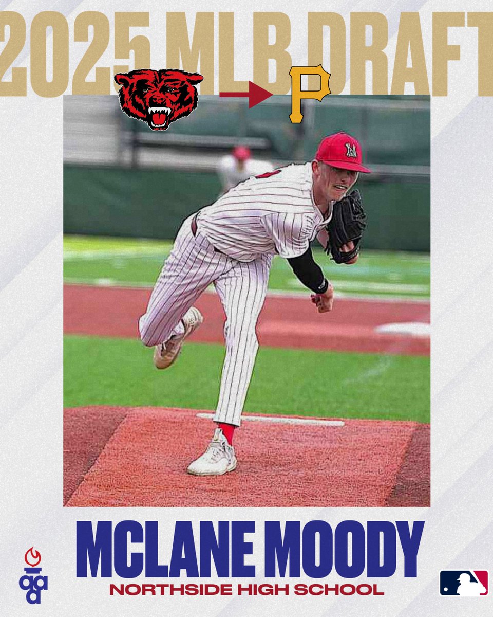 ArkActAssn's tweet image. Congratulations to former Northside Grizzlies' pitcher McLane Moody as he was selected by the @Pirates in the @MLBDraft!