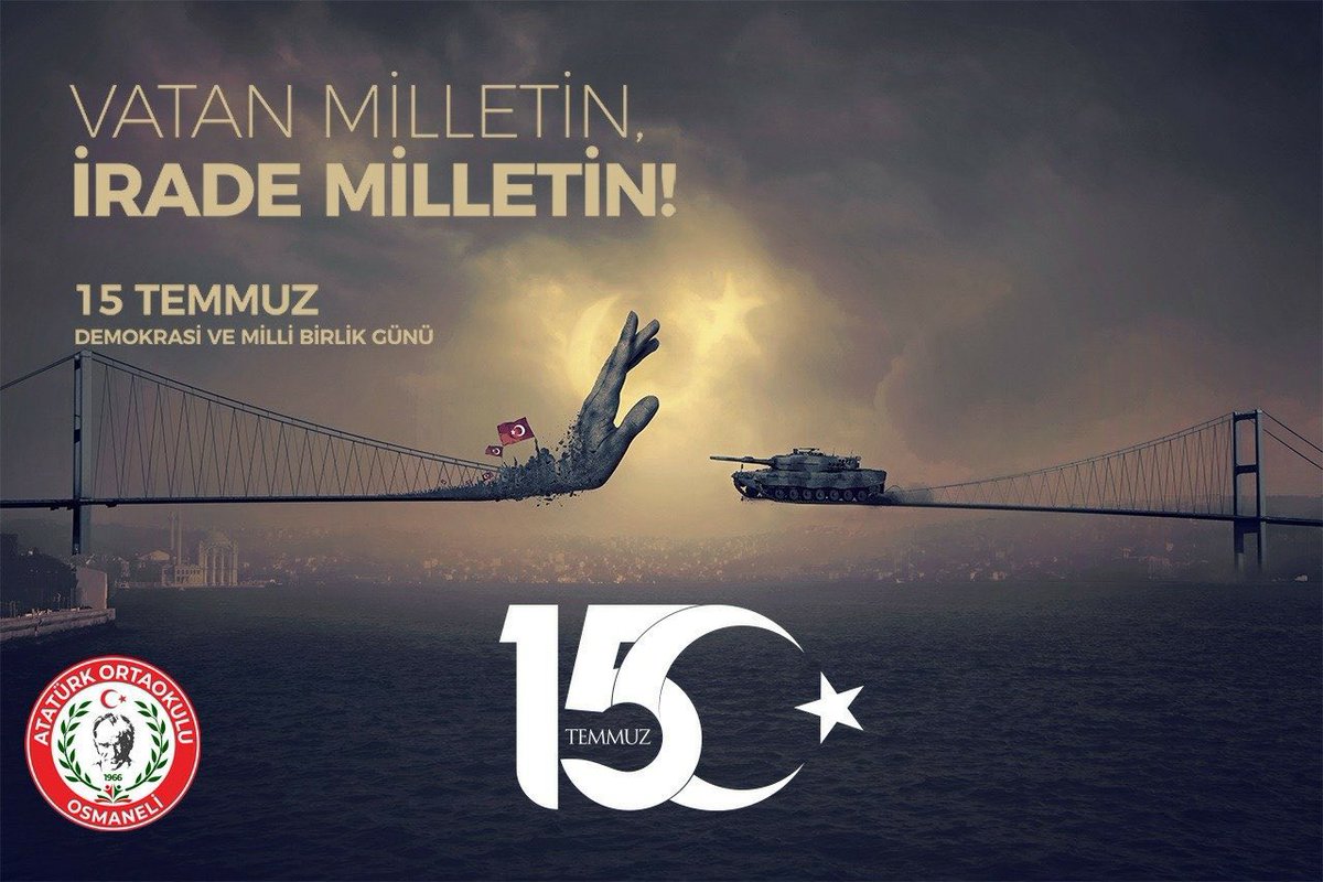 15 Temmuz Destanı'nın 9.Sene-i Devriyesinde Aziz Şehitlerimizi ve Kahraman Gazilerimizi rahmet,minnet ve saygıyla anıyoruz. 15 Temmuz Demokrasi ve Millî Birlik Günü kutlu olsun...

"Milletin gücünün üstünde bir güç yoktur."

#15TemmuzDemokrasiveMillîBirlikGünü
