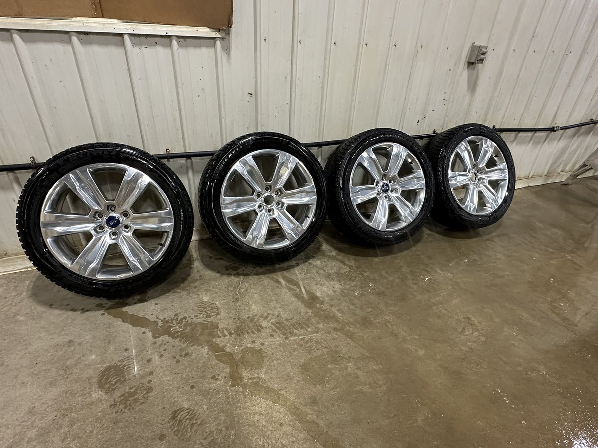 Plantmore1's tweet image. Little early maybe, but guarantee we have winter again. Good used Michelin X ice studded tires and ford replica wheels for sale. 285/45R22. Good tread left. $1800.