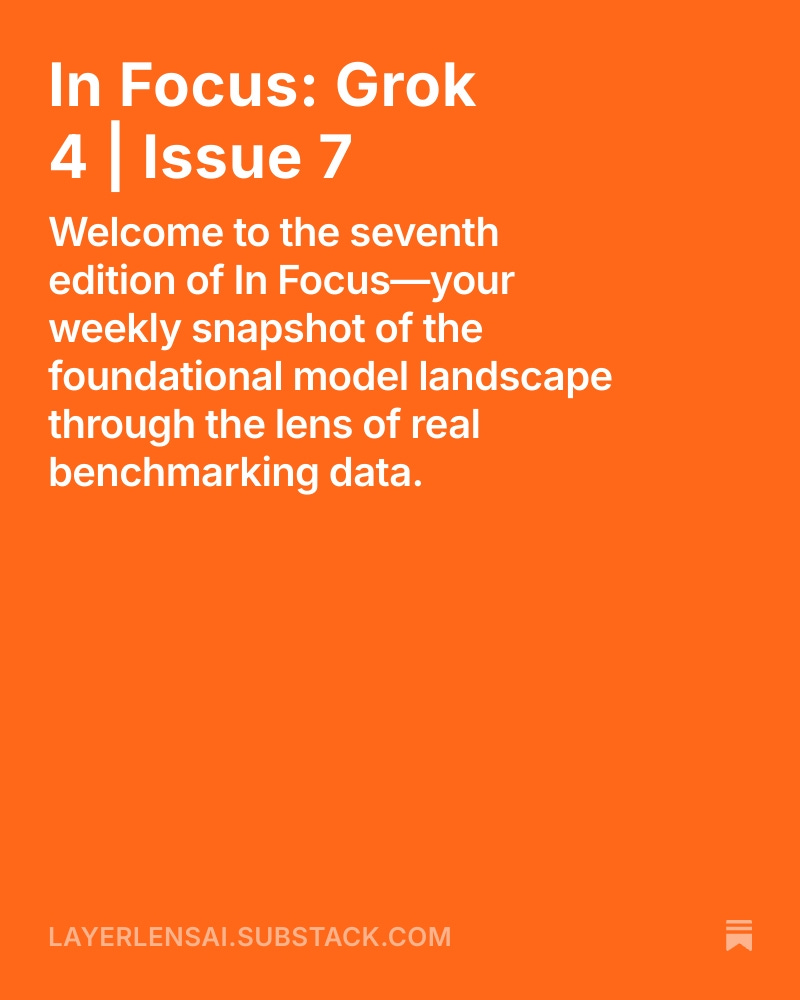 layerlens_ai's tweet image. Is @xai's #Grok4 the smartest model yet?
It just posted standout scores on math & reasoning - ranking just behind DeepSeek-R1 on AIME 2025 and hitting 99% on AI2-RC.
In our latest In Focus issue, we unpack what sets Grok 4 apart and where it might be headed next.
👉…