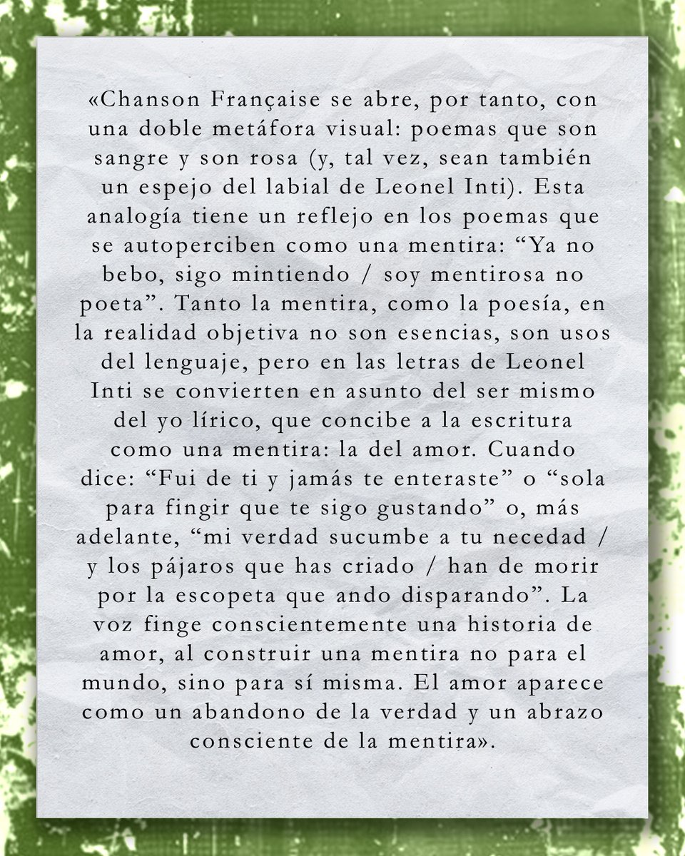 laubreamarga's tweet photo. Arrancamos la semana con reseñas.
Juan Pablo Vargas Rollano comenta Chanson Française, de Leonel Inti.

Ya disponible en nuestra web.
(link abajo o  en la bio)
https://t.co/3SNjgrizLj https://t.co/MAebf2RZ0O
