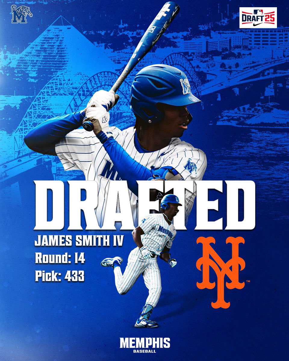 MemphisBaseball's tweet image. .@jamessmithiv31 ➡️ @mets 🍎
Congratulations to James Smith IV being selected in the 14th round to the New York Mets!
📰 gotigersgo.me/44RrRcl
#GoTigersGo | #MemphisRising