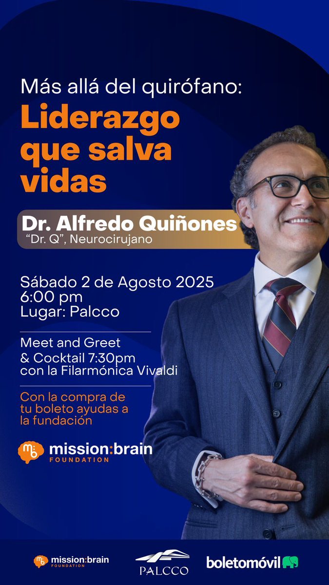 missionbrainorg's tweet image. Alfredo Quiñones:
🧠 “Más allá del quirófano: Liderazgo que salva vidas”
6:00 PM | Meet & Greet + Cóctel: 7:30 PM
Organiza: mission:brain y Fundación Viviré