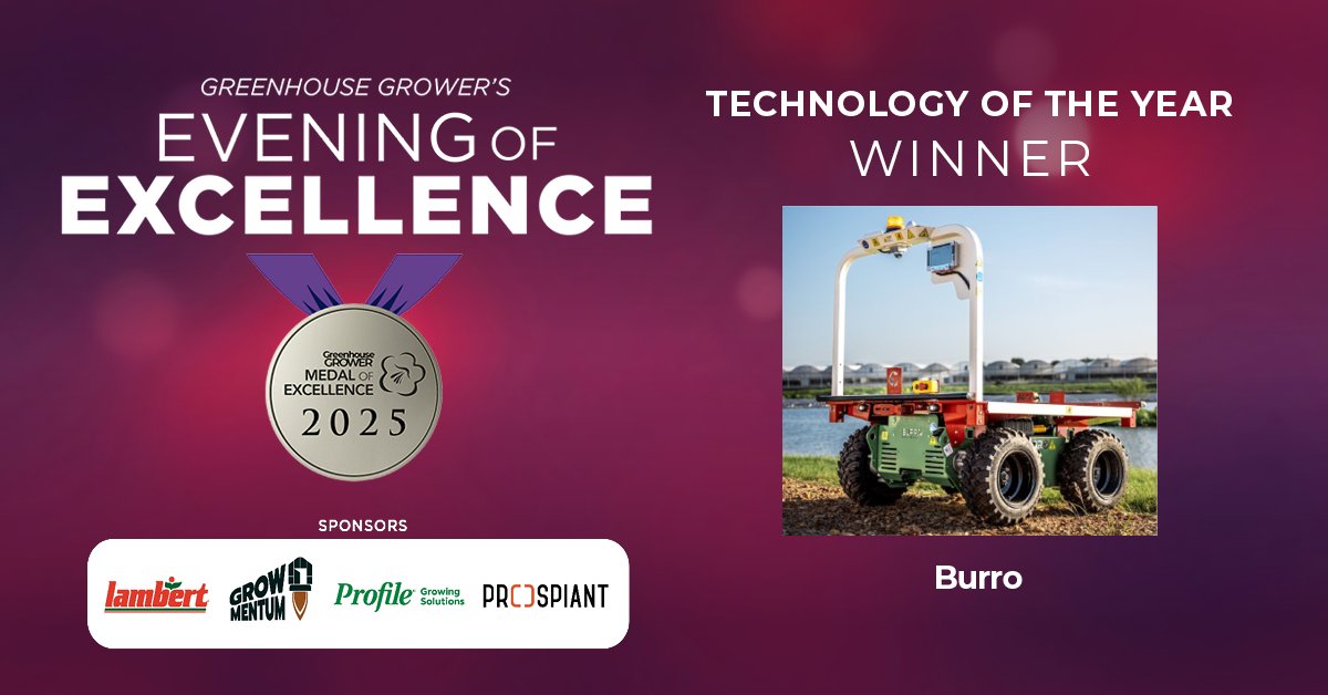 🛠 Technology of the Year Award Winner

Big ideas, breakthrough tools!

This year’s Technology of the Year award from #GreenhouseGrower at #EveningOfExcellence goes to <a href="/burro_ai/">burro.ai</a>!

Leading the charge in greenhouse innovation.