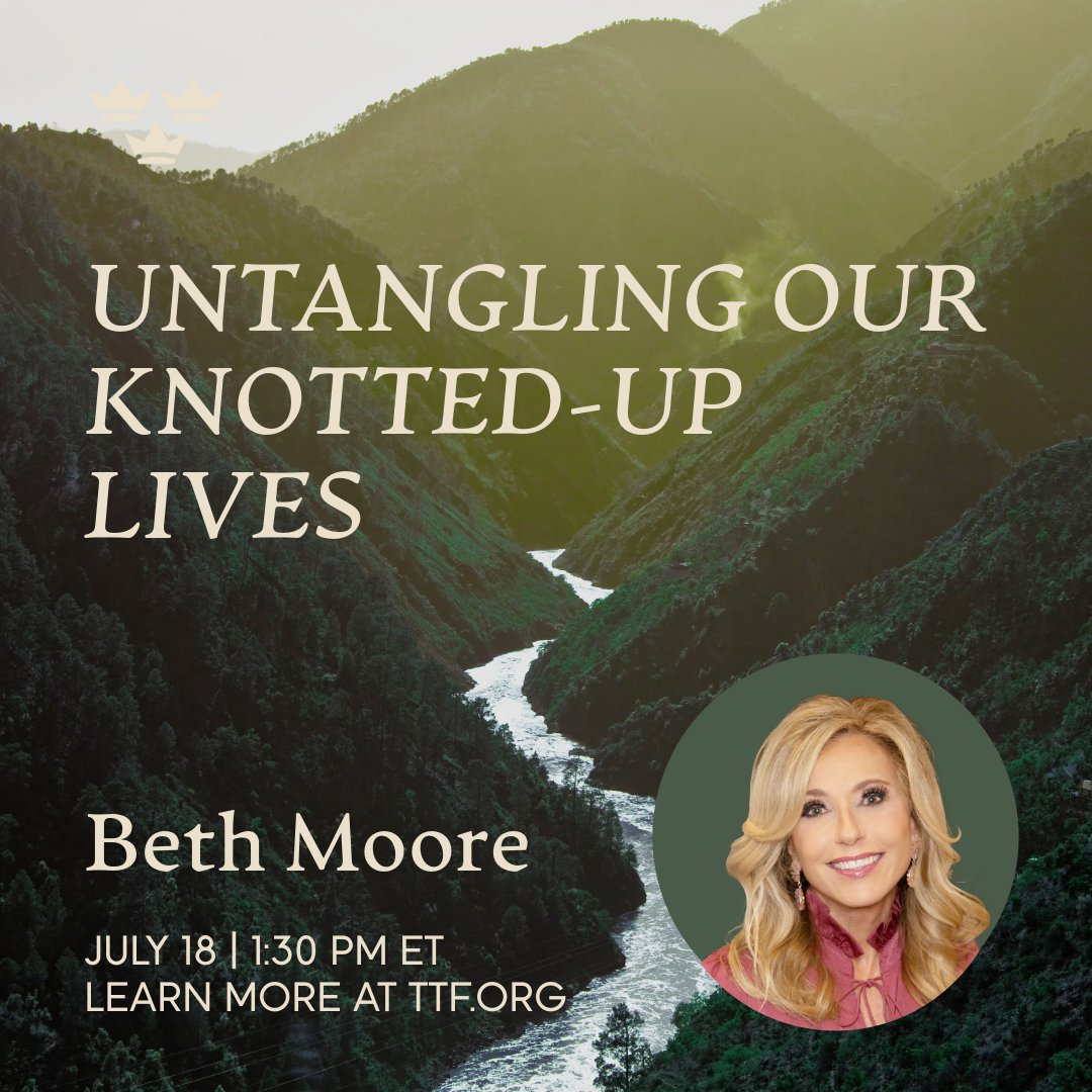 trinityforum's tweet image. This Friday, @BethMooreLPM will join us for an online conversation. Drawing from the experiences described in her memoir, "All My Knotted-Up Life," Beth will help inspire our own response to hardship and opposition, as well as to encourage resilience and faithfulness to vocation.…