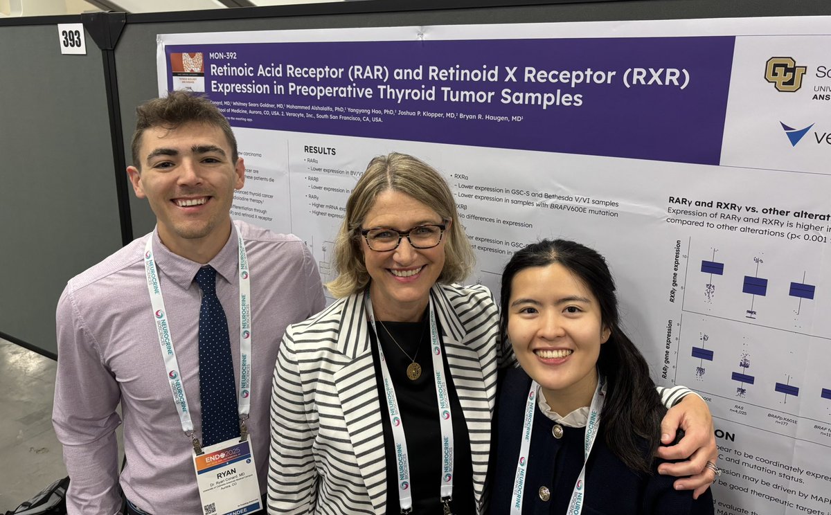 CU Endocrinology (@cuendocrinology) on Twitter photo Our fellows gave outstanding presentations at their posters at #ENDO2025. Dr Joanne Lin & Dr Ryan Conard presented several posters today. 2 on work w RNA expression algorithms for identifying aggressive thyroid cancer & 1 on aggressive stellar lesions.
<a href="/CUDeptMedicine/">CU Department of Medicine</a> Our fellows gave outstanding presentations at their posters at #ENDO2025. Dr Joanne Lin & Dr Ryan Conard presented several posters today. 2 on work w RNA expression algorithms for identifying aggressive thyroid cancer & 1 on aggressive stellar lesions.
<a href="/CUDeptMedicine/">CU Department of Medicine</a>