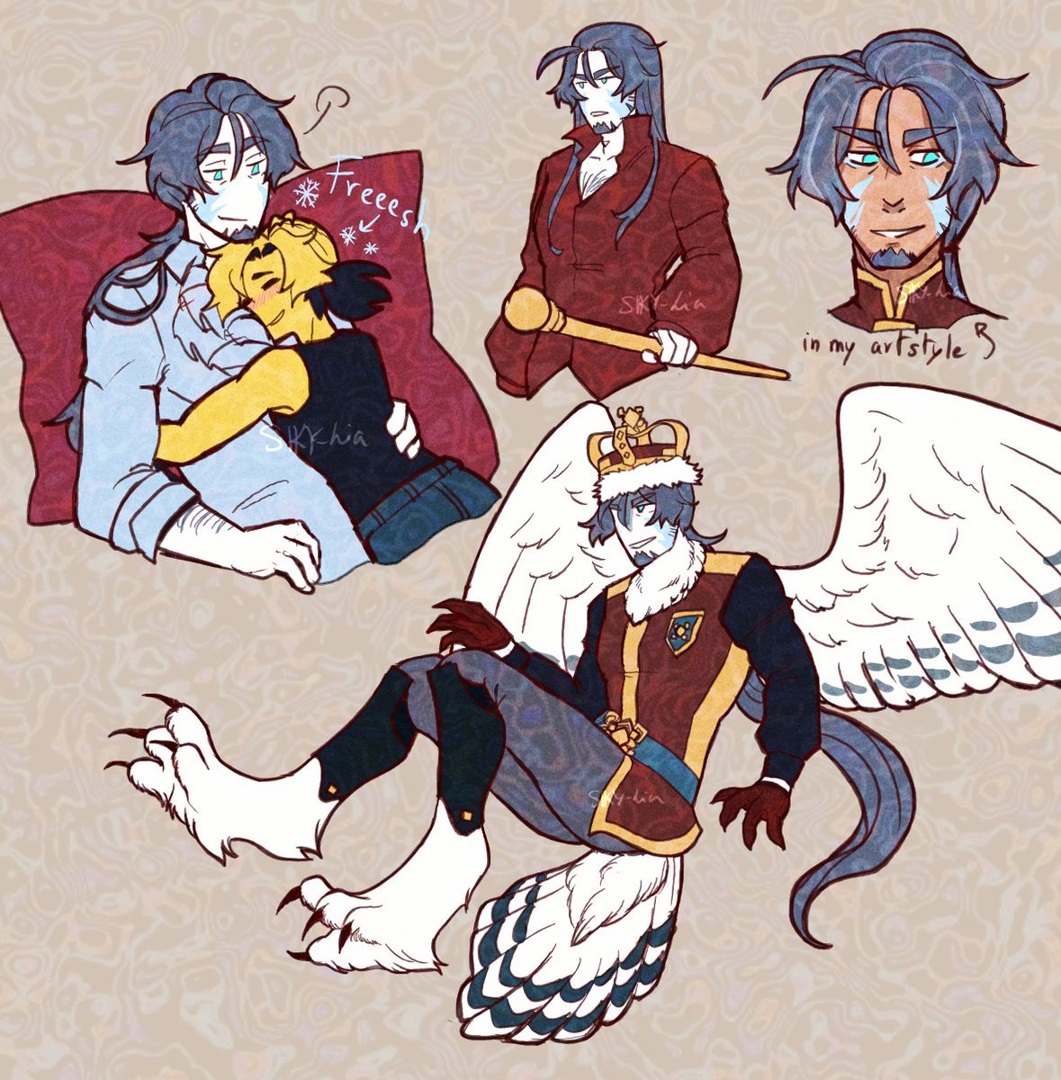 Who need cold air conditionning when you have a fresh Cruel King...
Also some funsies with CK as a harpy snow owl

#BlockTales #cruelking #blocktalesfanart #blocktalesplayer