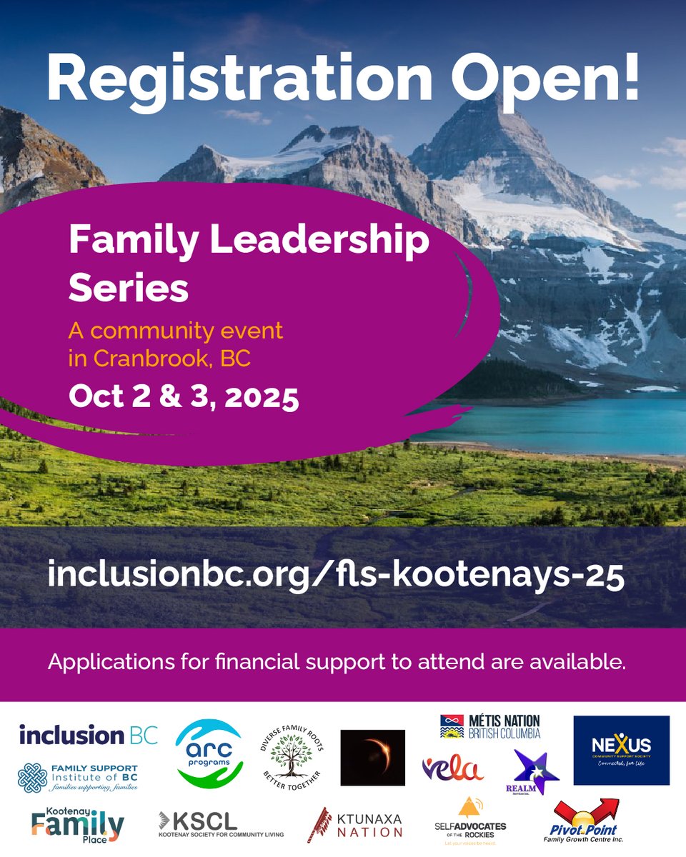 Kootenays families, registration is open for the Family Leadership Series! Join us for learning and connection to support your family member with a disability. 

Details and registration: inclusionbc.org/fls-kootenays-…