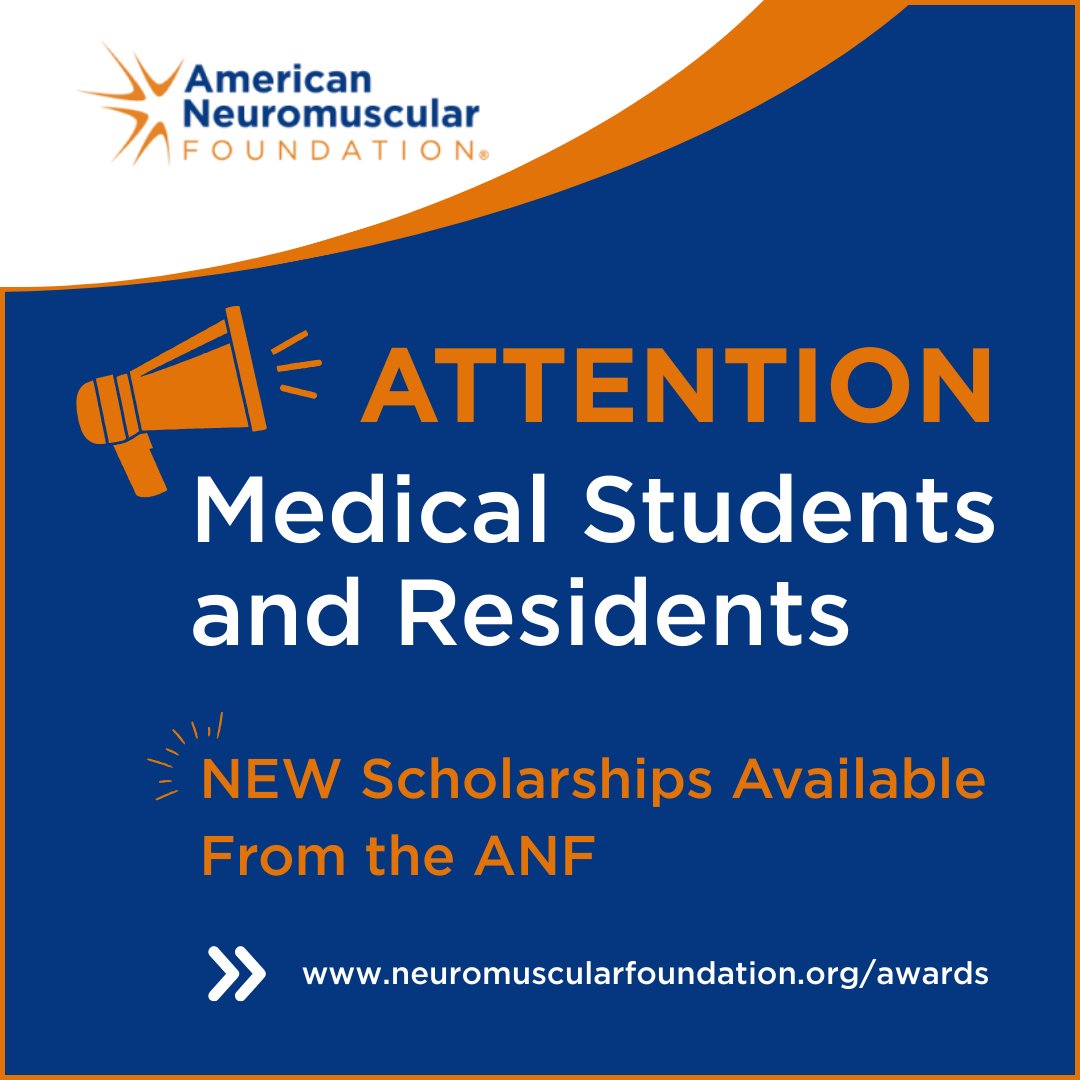 📣Attention Medical Students and Residents📣

Last chance to apply for new ANF scholarship opportunities designed to help medical students and residents explore careers in NM &amp; EDX medicine at the #AANEMAnnualMeeting! 

Applications close Aug. 1, 2025 :neuromuscularfoundation.org/awards
