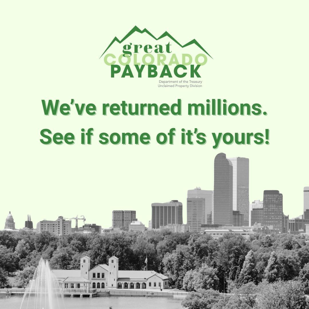 Your money. Your claim. Your Payback.

See if the State of Colorado is holding unclaimed property for you at buff.ly/1QSxvO8