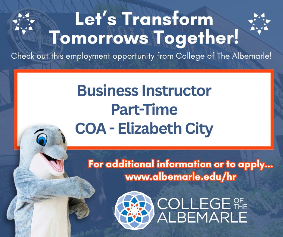 Want to "Transform Tomorrows"? We’re hiring!  
🐬🐬🐬
Please visit the link below for more details on this job posting and to submit your resume. ⏬
schooljobs.com/careers/albema…

#TransformYourTomorrow
