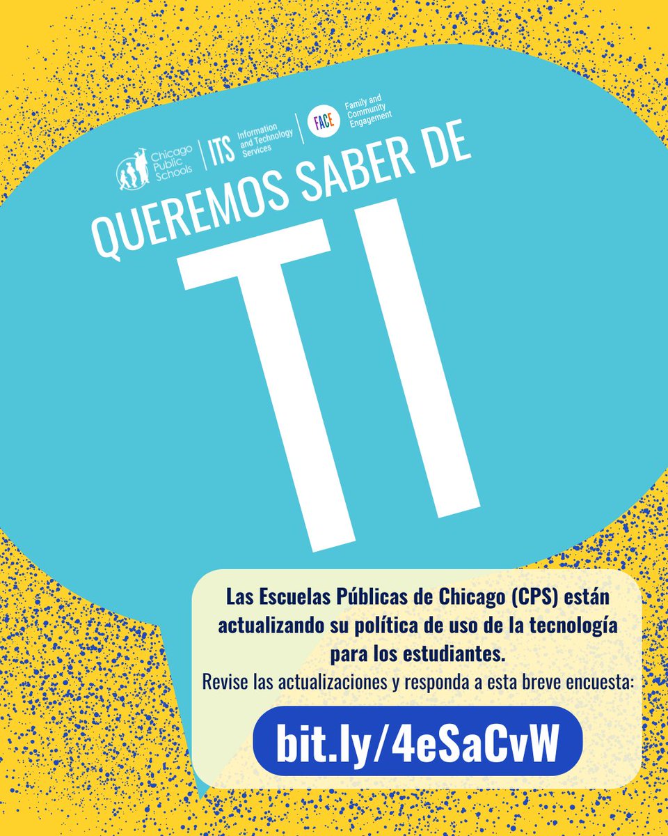 Las Escuelas Públicas de Chicago están revisando el Reglamento de Uso Aceptable para los estudiantes. Lea las revisiones sugeridas y díganos lo que piensa antes de que la Junta de Educación vote: bit.ly/4eSaCvW