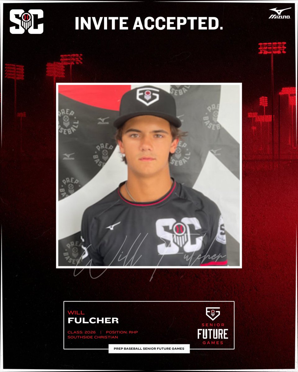 Prep Baseball South Carolina (@prepbaseball_sc) on Twitter photo INVITE ACCEPTED
'26 RHP Will Fulcher will join #TeamCarolina for the #PBSFG25
#PBJFG23 Alum | #PBFG24 Alum
<a href="/willfulcher2/">Will Fulcher</a> | <a href="/SabreBaseball/">Southside Christian Baseball</a>
Profile: loom.ly/v4ELS7U INVITE ACCEPTED
'26 RHP Will Fulcher will join #TeamCarolina for the #PBSFG25
#PBJFG23 Alum | #PBFG24 Alum
<a href="/willfulcher2/">Will Fulcher</a> | <a href="/SabreBaseball/">Southside Christian Baseball</a>
Profile: loom.ly/v4ELS7U
