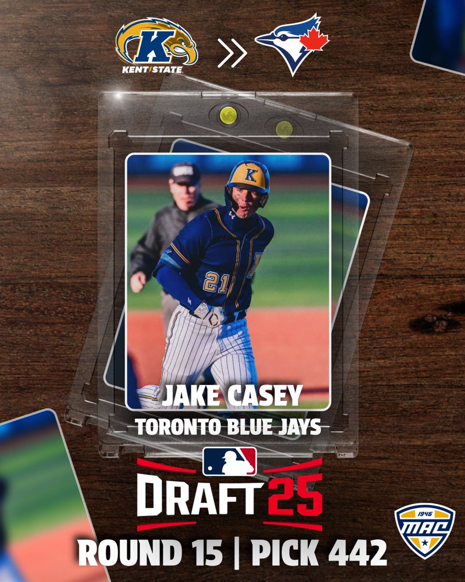 MACtion (@macsports) on Twitter photo DRAFTED โก๏ธ
Jake Casey has been selected in the 15th round (Pick 442) in the 2025 MLB Draft by the <a href="/BlueJays/">Toronto Blue Jays</a>!
<a href="/KentStBaseball/">Kent State Baseball</a> | #MACtion DRAFTED โก๏ธ
Jake Casey has been selected in the 15th round (Pick 442) in the 2025 MLB Draft by the <a href="/BlueJays/">Toronto Blue Jays</a>!
<a href="/KentStBaseball/">Kent State Baseball</a> | #MACtion