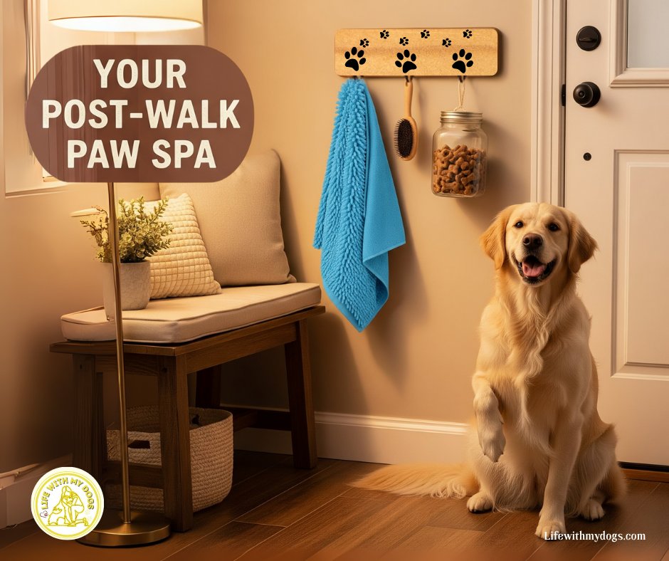 LifeWithMyDogs9's tweet image. The doormat isn't enough. It's time to upgrade your post-walk routine.

 Ditch the damp doormat dance! Set up a paw drying station with a microfiber towel for a thorough, fungus-fighting dry after every walk.

#DogTips #RainyDayHacks #DogRoutine #PawCare #HealthyDog