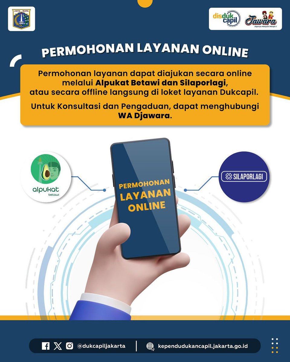 Halo Warga Jakarta!

Kenalan Yuk sama DJAWARA, Layanan khusus untuk membantu dan memberikan kemudahan bagi seluruh masyarakat Jakarta dalam konsultasi dan pengaduan terkait layanan Dukcapil!

Kini, Masyarakat dapat mudah bertanya dan mendapatkan jawaban atas pertanyaannya!