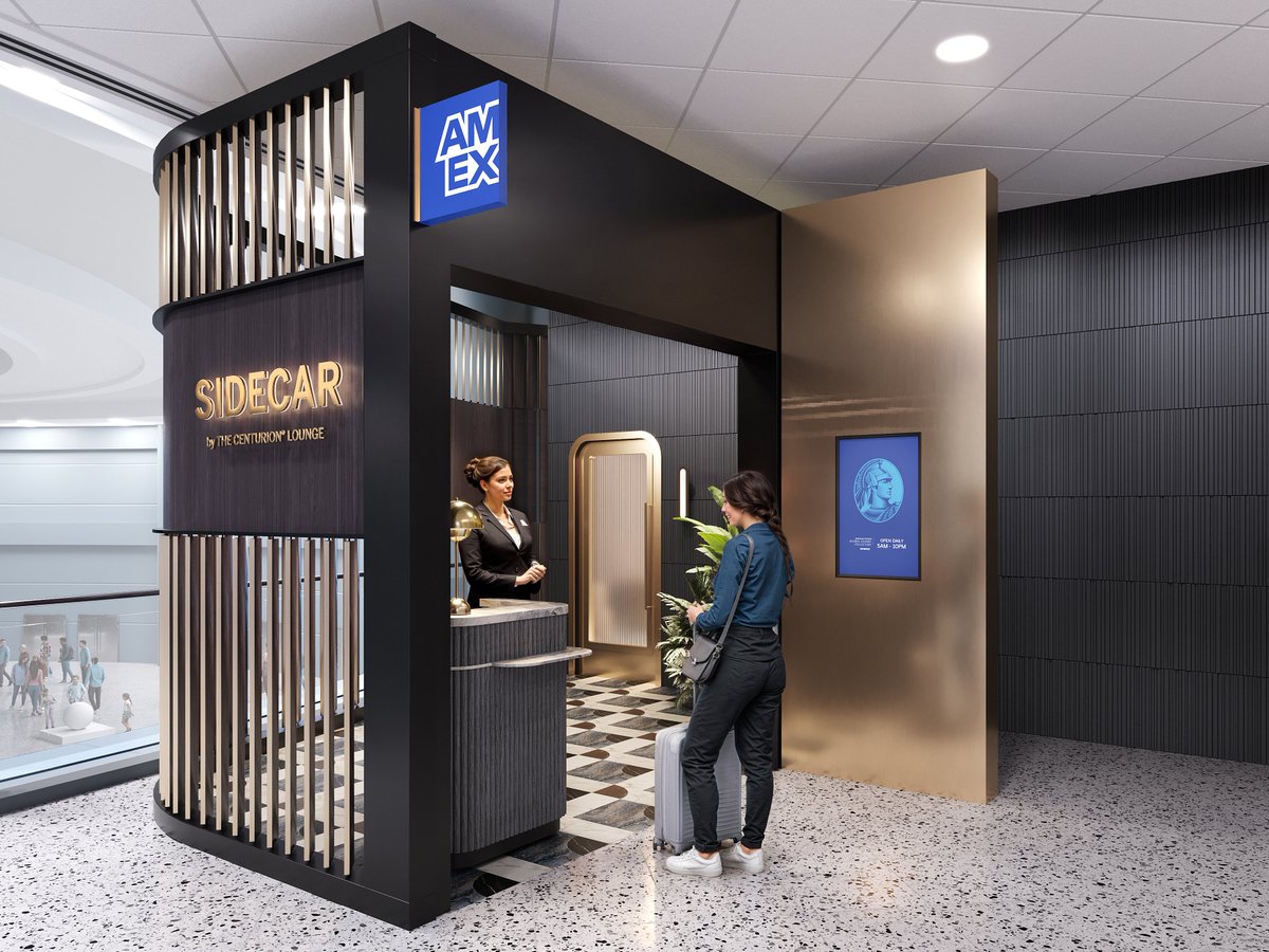 _ZachGriff's tweet image. Big: @AmericanExpress is introducing an all-new lounge concept: Sidecar by the Centurion Lounge.
These speakeasy-style, dining-focused spaces will be located in airports with existing Centurion Lounges (reducing overcrowding — yay!)
First one opens in Vegas next year!