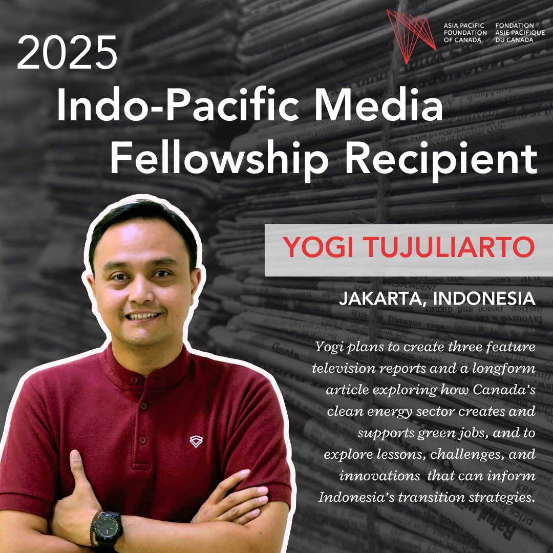 AsiaPacificFdn's tweet image. APF Canada is pleased to announce its four inaugural Indo-Pacific Media Fellowship recipients for 2025-26:
🇲🇳 Undral Amarsaikhan from Ulaanbaatar, #Mongolia
🇻🇳 Trang Bui from Hanoi, #Vietnam
🇲🇾 Kiran Jacob from Kuala Lumpur, #Malaysia
🇮🇩 Yogi Tujuliarto from Jakarta, #Indonesia…