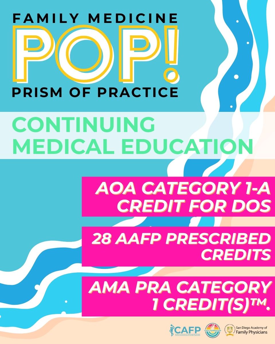 Exciting news! POP! 2025 is now approved for:

 ✅ 28.5 AOA Category 1-A credits (DOs, this one’s for you!)
 ✅ 28 AAFP Prescribed credits
 ✅ AMA PRA Category 1 Credits™ via AAFP equivalency

Level up your primary care game—register now: familydocs.org/pop