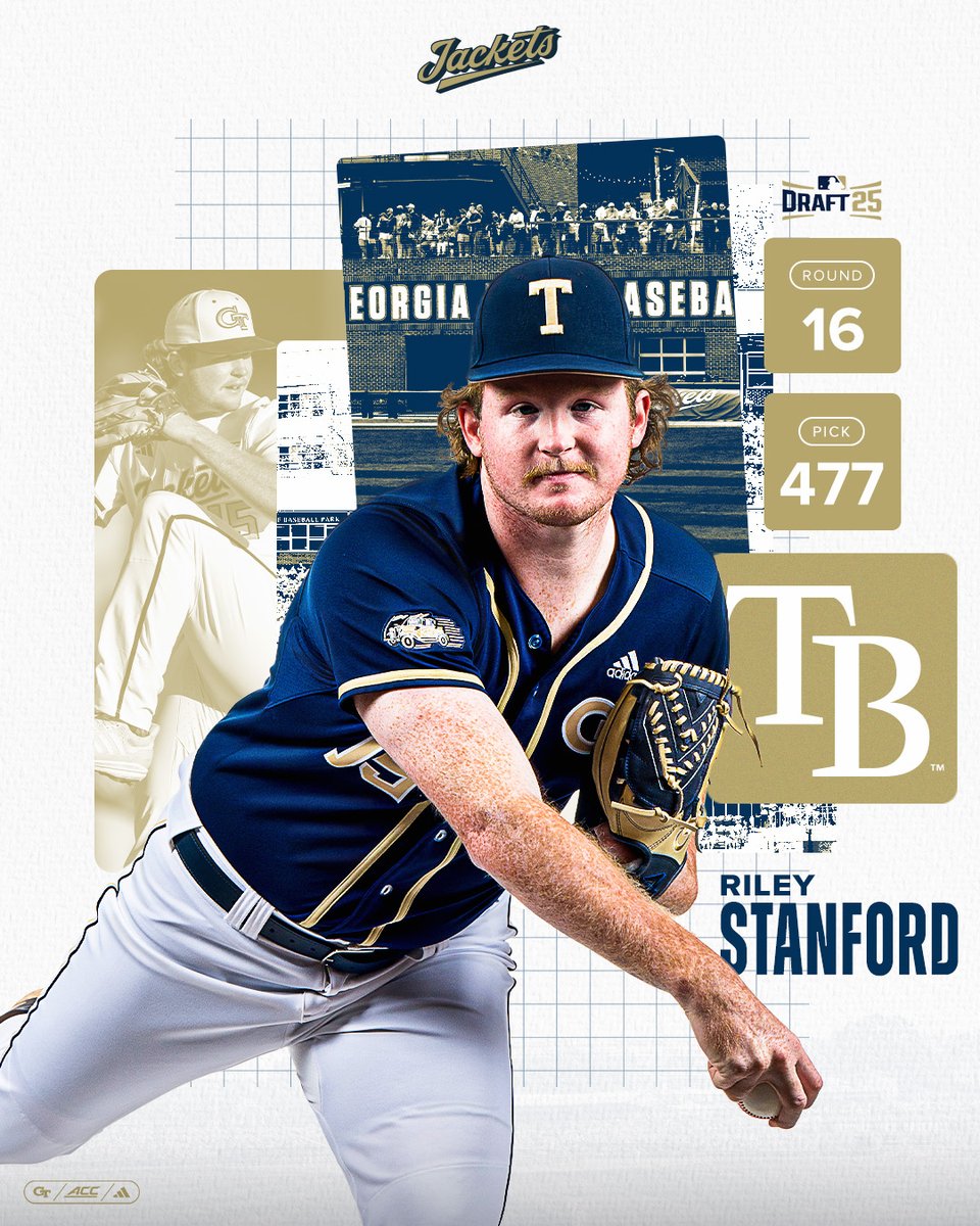 GTBaseball's tweet image. Riley to the Rays!
@RaysBaseball has selected @rileystanford15 with the 12th pick of Round 16!
#StingEm๐ x #WreckHavoc