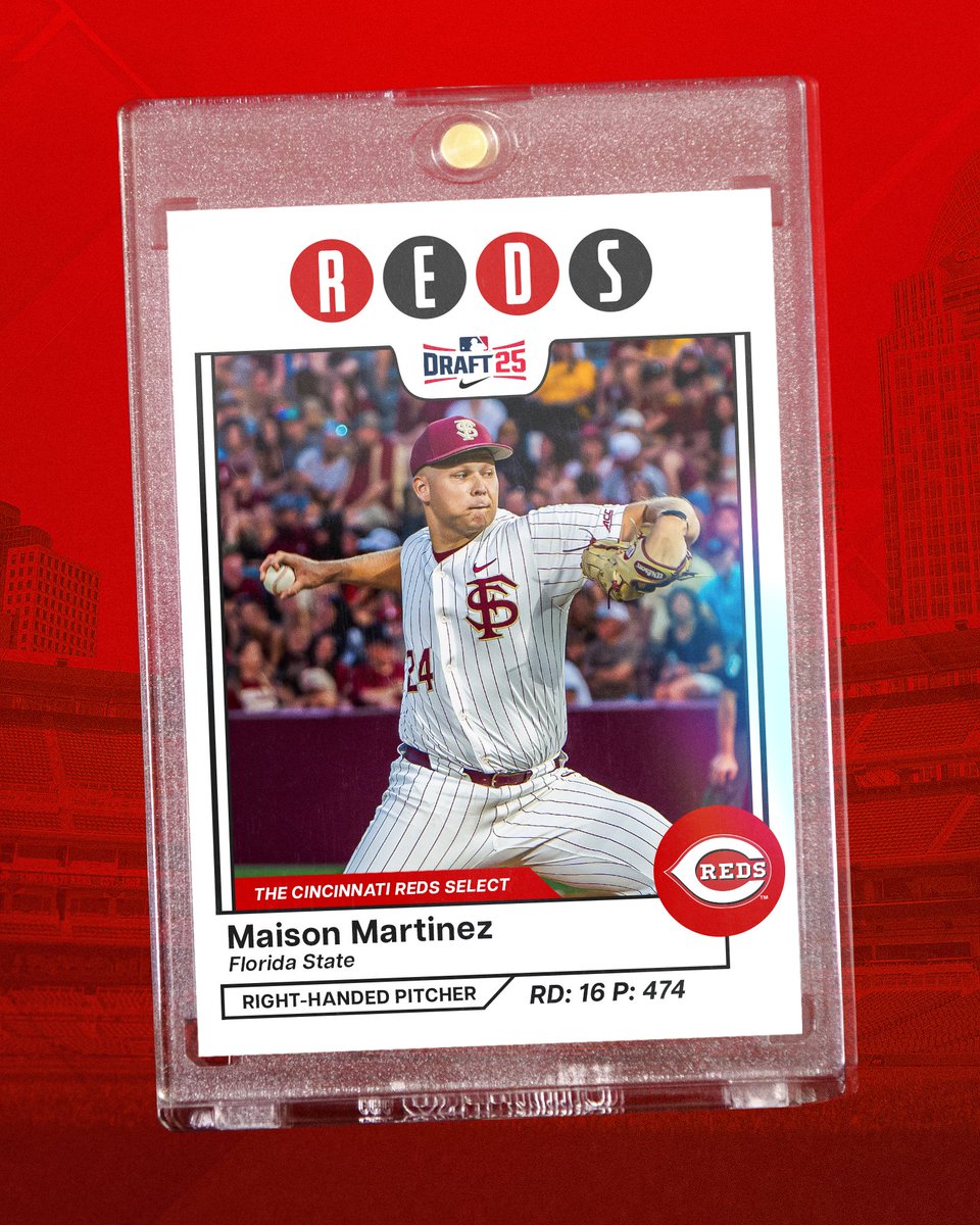 RedsOnTheRise's tweet image. With the 474th pick in the 2025 #MLBDraft, the Cincinnati Reds select RHP Maison Martinez.
Welcome to Reds Country, Maison‼️