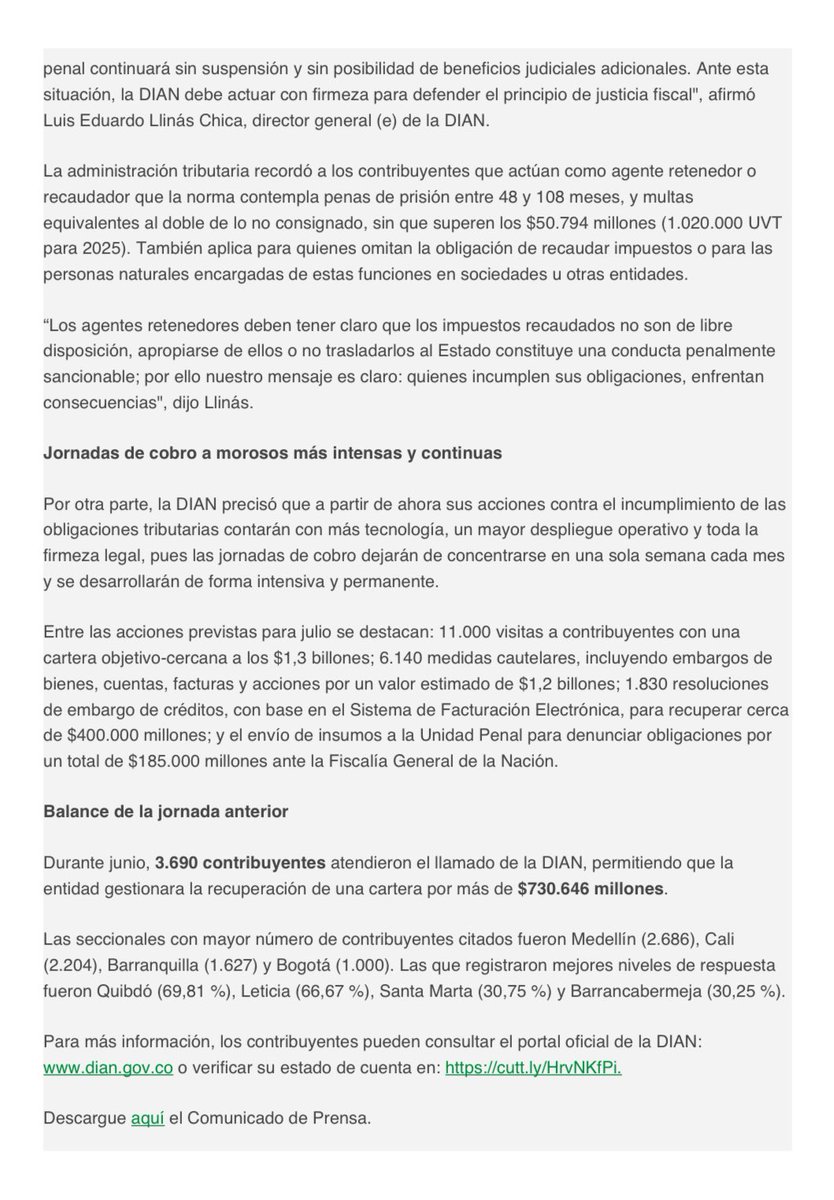 👀 Dian y fiscalía por imputación penal con contribuyentes morosos en IVA y retefuente