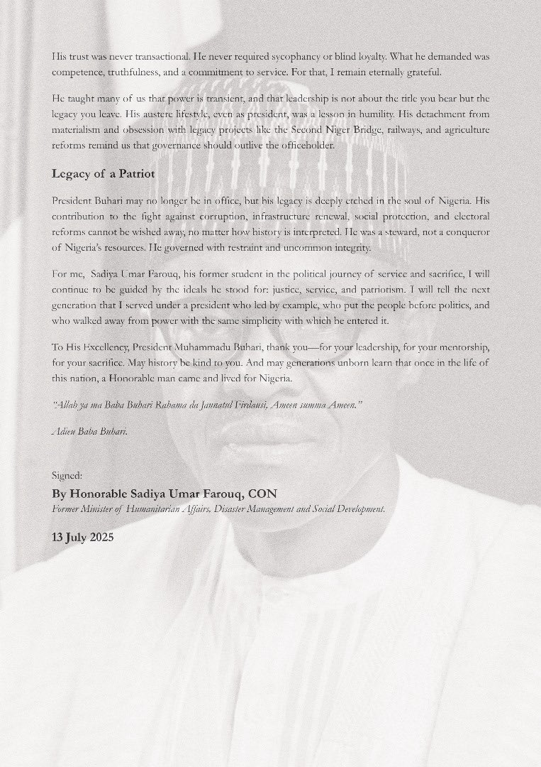 A Tribute to His Excellency, Former President Muhammadu Buhari, GCFR.