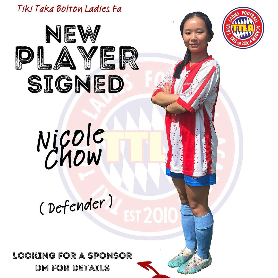 New Signing Nicole Chow ❤️🤍💙
Local Businesses we are looking for Sponsors If you are interested in sponsoring Nicole for this season please text me on 07527 256029 it’s only £40 for the season, you or your company will get a mention every week on all of our social media sites.