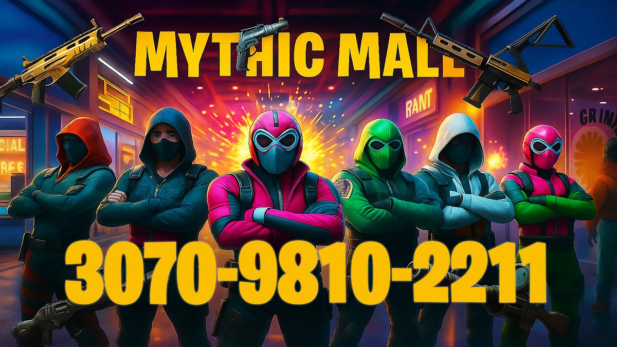 DynamicBoot's tweet photo. https://t.co/xH1FCaoK1Y

MAP CODE: 3070-9810-2211 CREATOR CODE: DynamicBoot  Immersive and Fun 2-12 player battle experience in shopping mall with only Mythic Weapons.  First player to eliminate 20 enemy players wins the match. All players start with same loadout. https://t.co/8aW13RwN3X