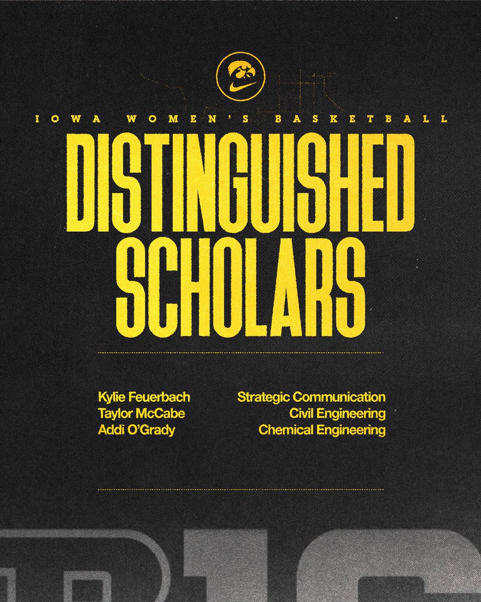 IowaWBB's tweet image. 📚📓🤩
Congrats to our Big Ten Distinguished Scholars!