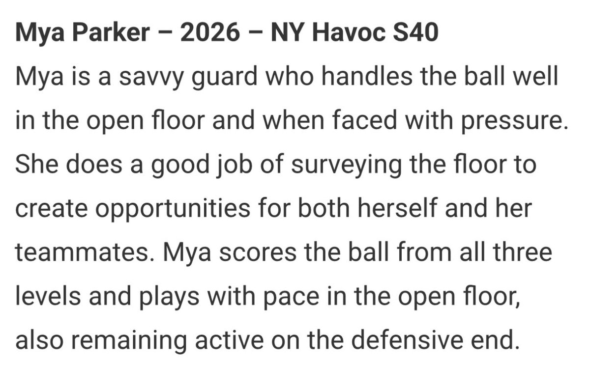 Mya Parker (@myaparker03) on Twitter photo Thank you! <a href="/JrAllStarBB/">Jr. All-Star Girls Basketball</a> <a href="/nyhavoc/">NY HAVOC</a> <a href="/mikemillsnc/">Mike Mills WBB College Recruiting</a> Thank you! <a href="/JrAllStarBB/">Jr. All-Star Girls Basketball</a> <a href="/nyhavoc/">NY HAVOC</a> <a href="/mikemillsnc/">Mike Mills WBB College Recruiting</a>